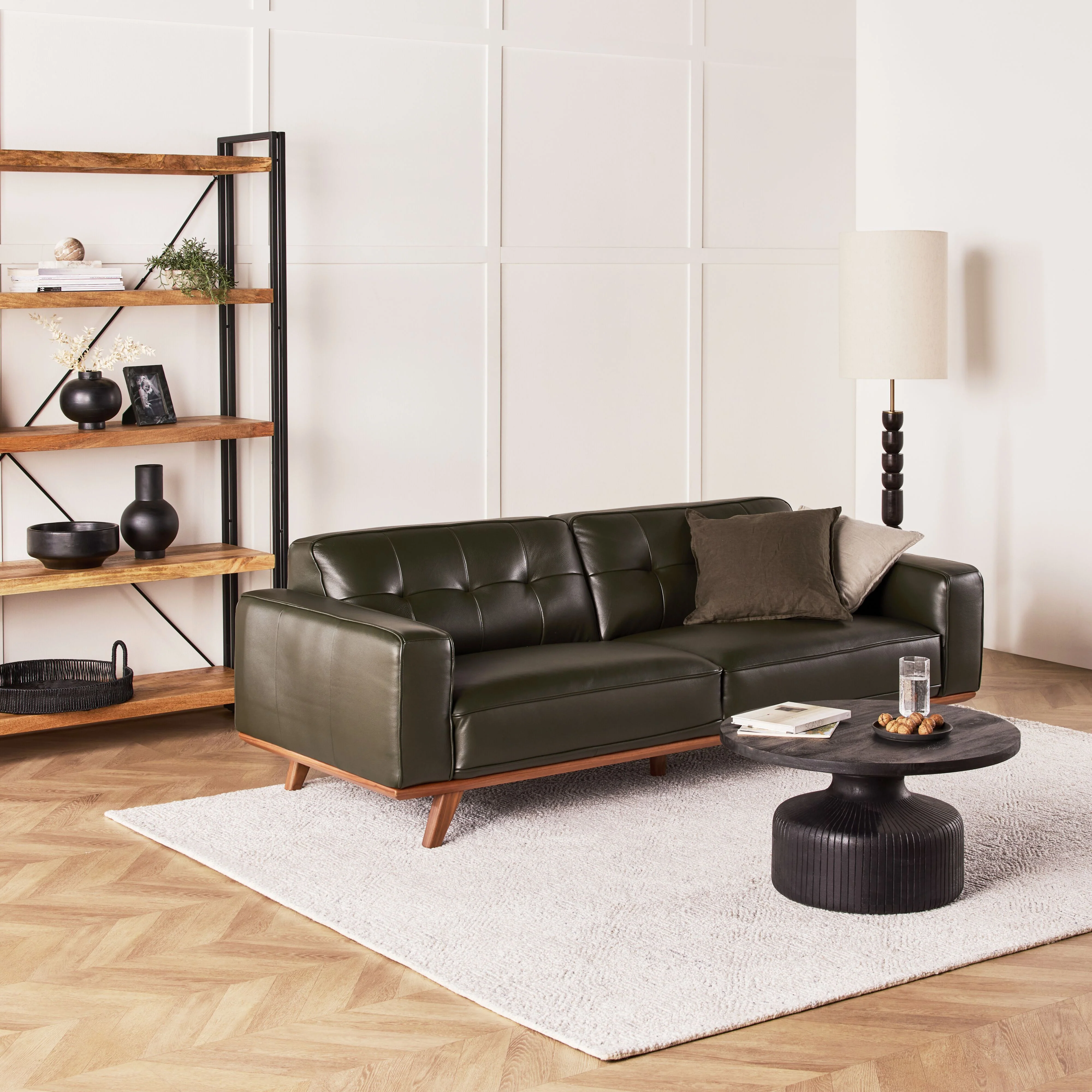 Carson 3 Seater Leather Sofa Fern Green - Image 8