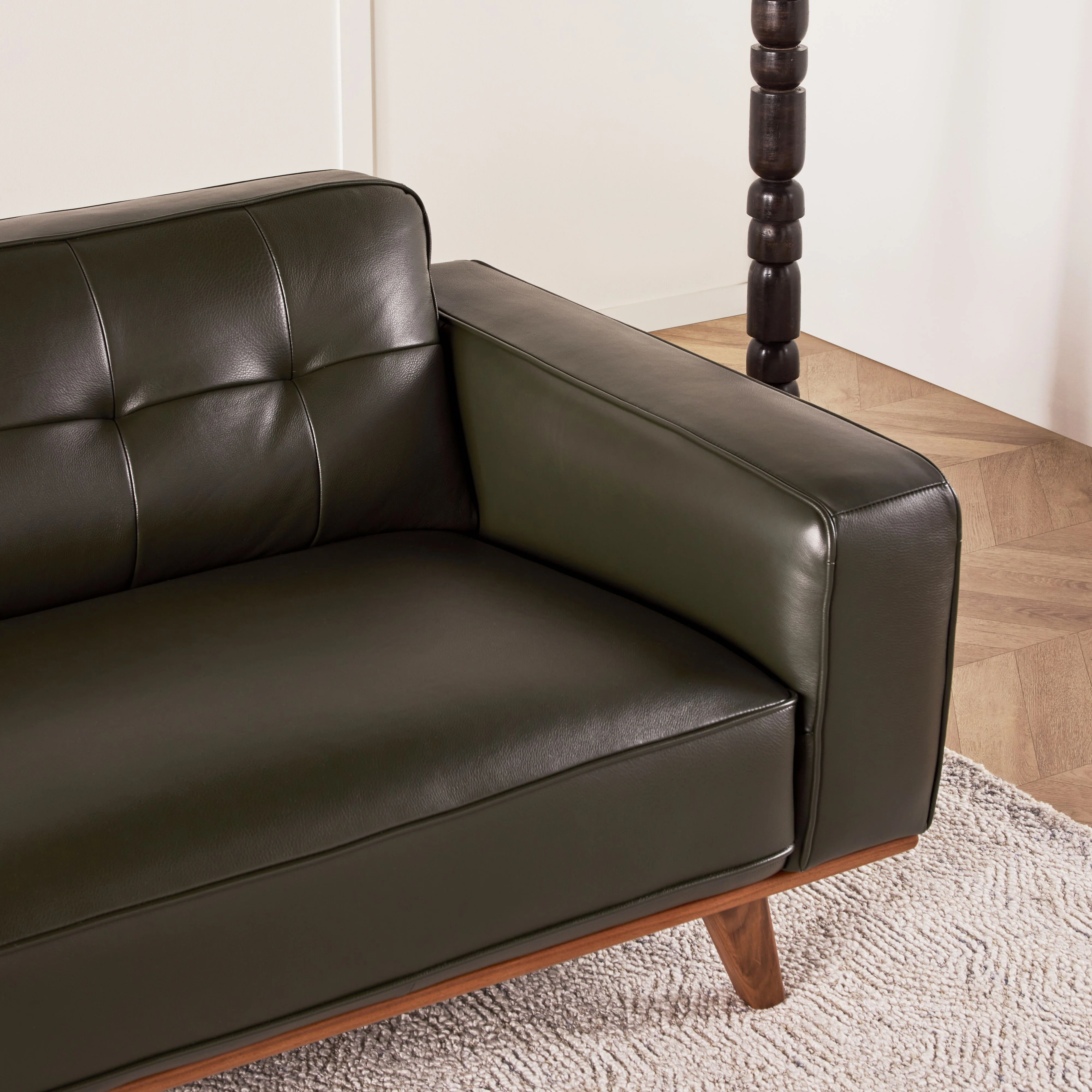 Carson 3 Seater Leather Sofa Fern Green - Image 9