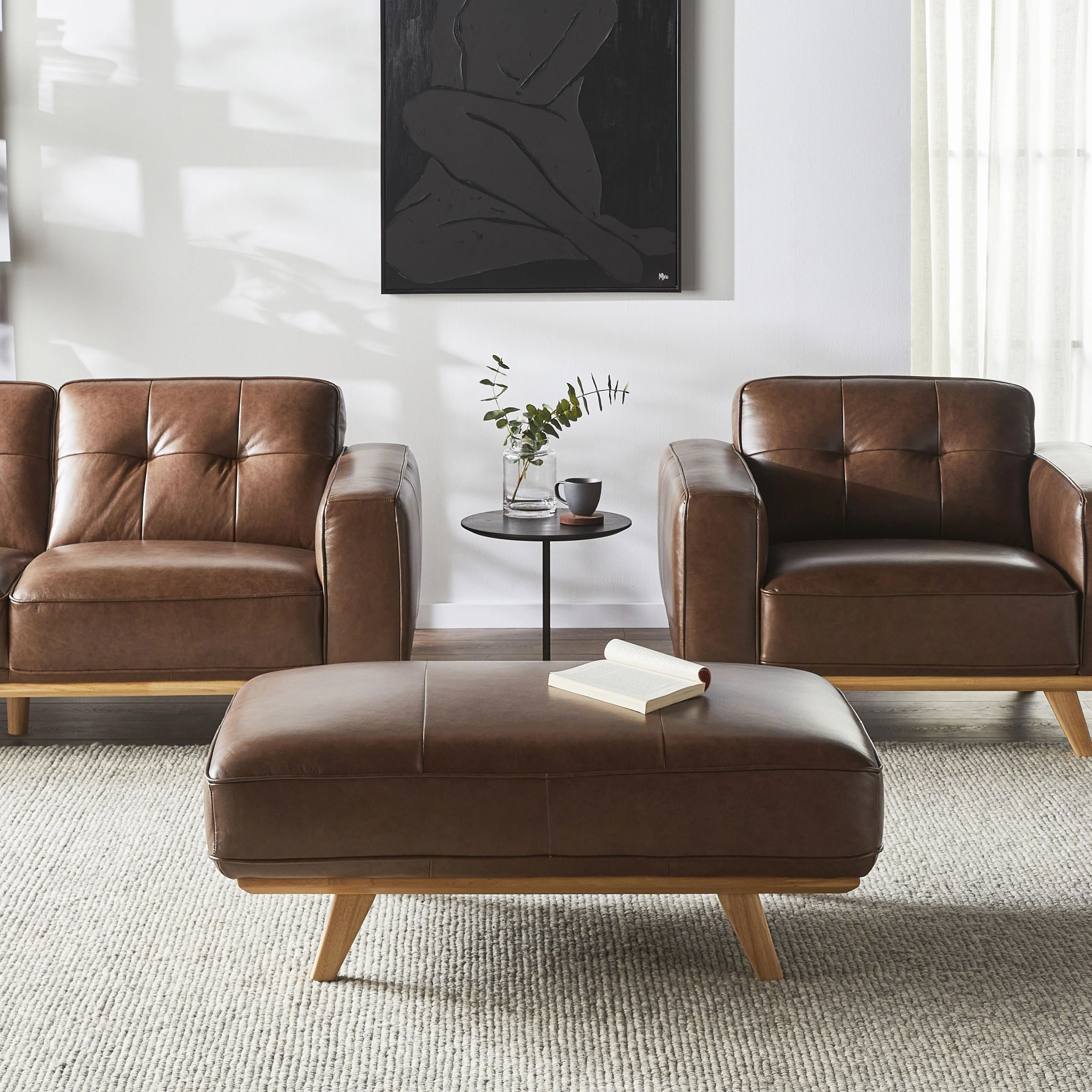 Carson Leather Ottoman Dakota Mocha - Image 5