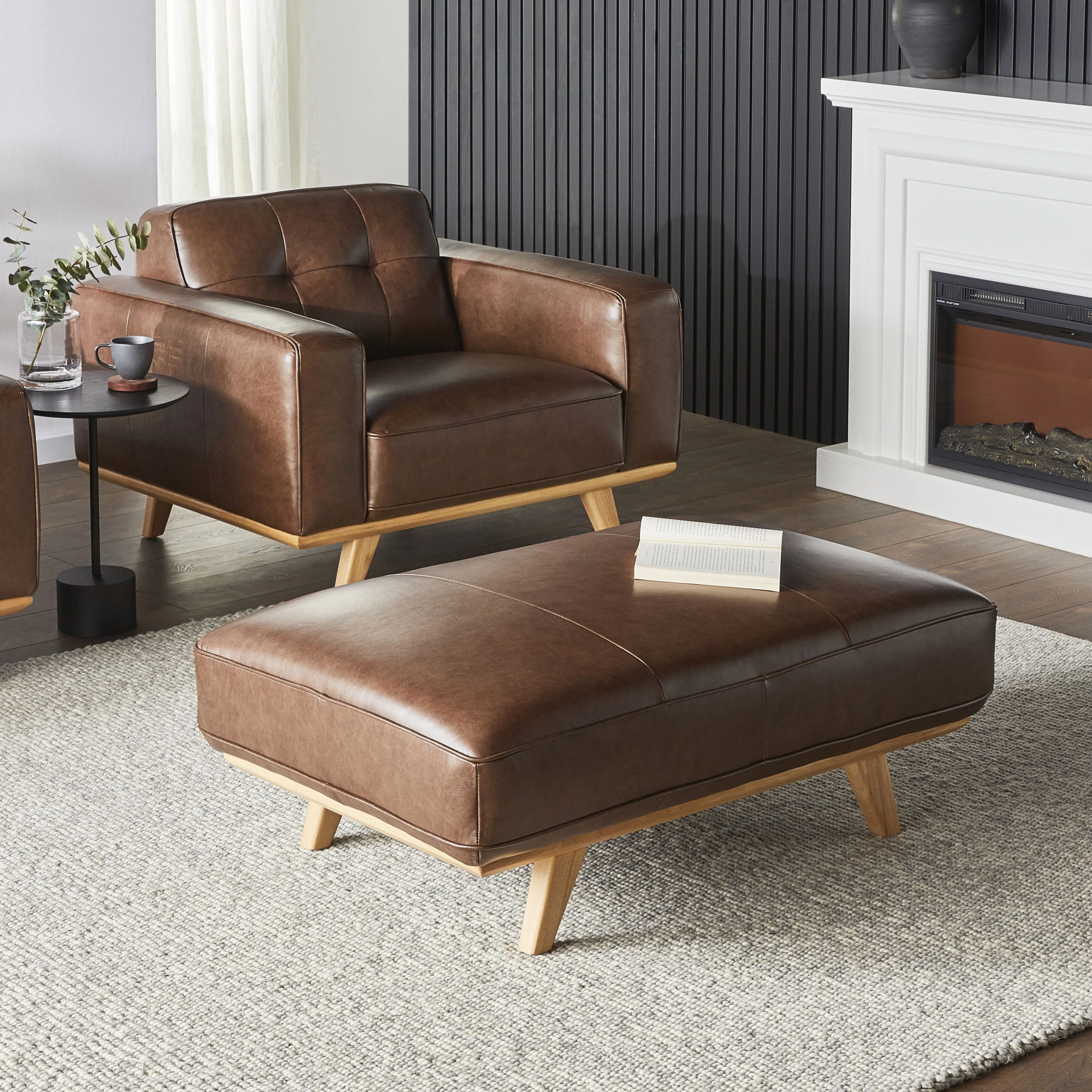 Carson Leather Ottoman Dakota Mocha - Image 6
