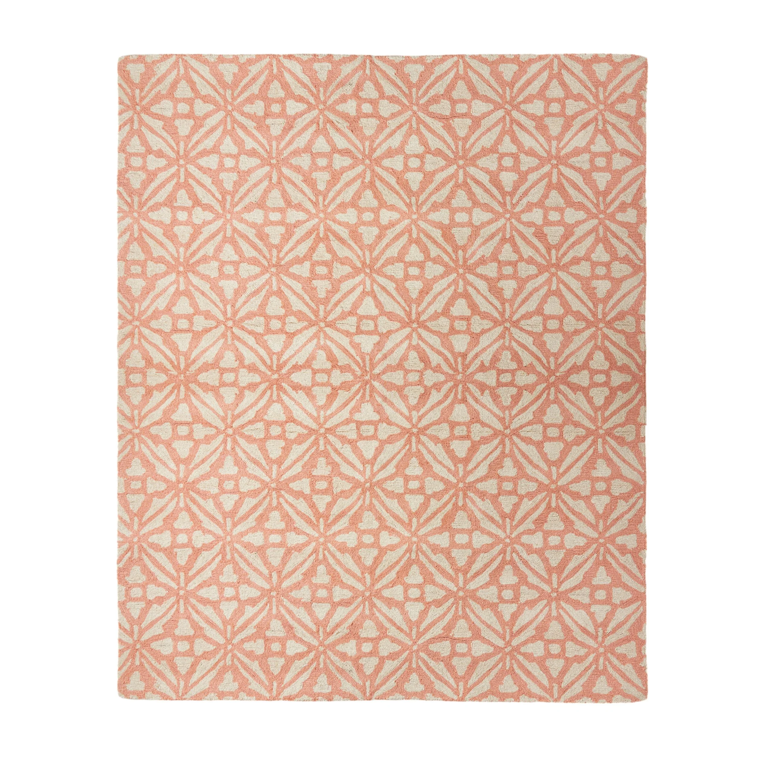 Casablanca Tile Hand Tufted Wool Blend Blush Rug 300x240cm