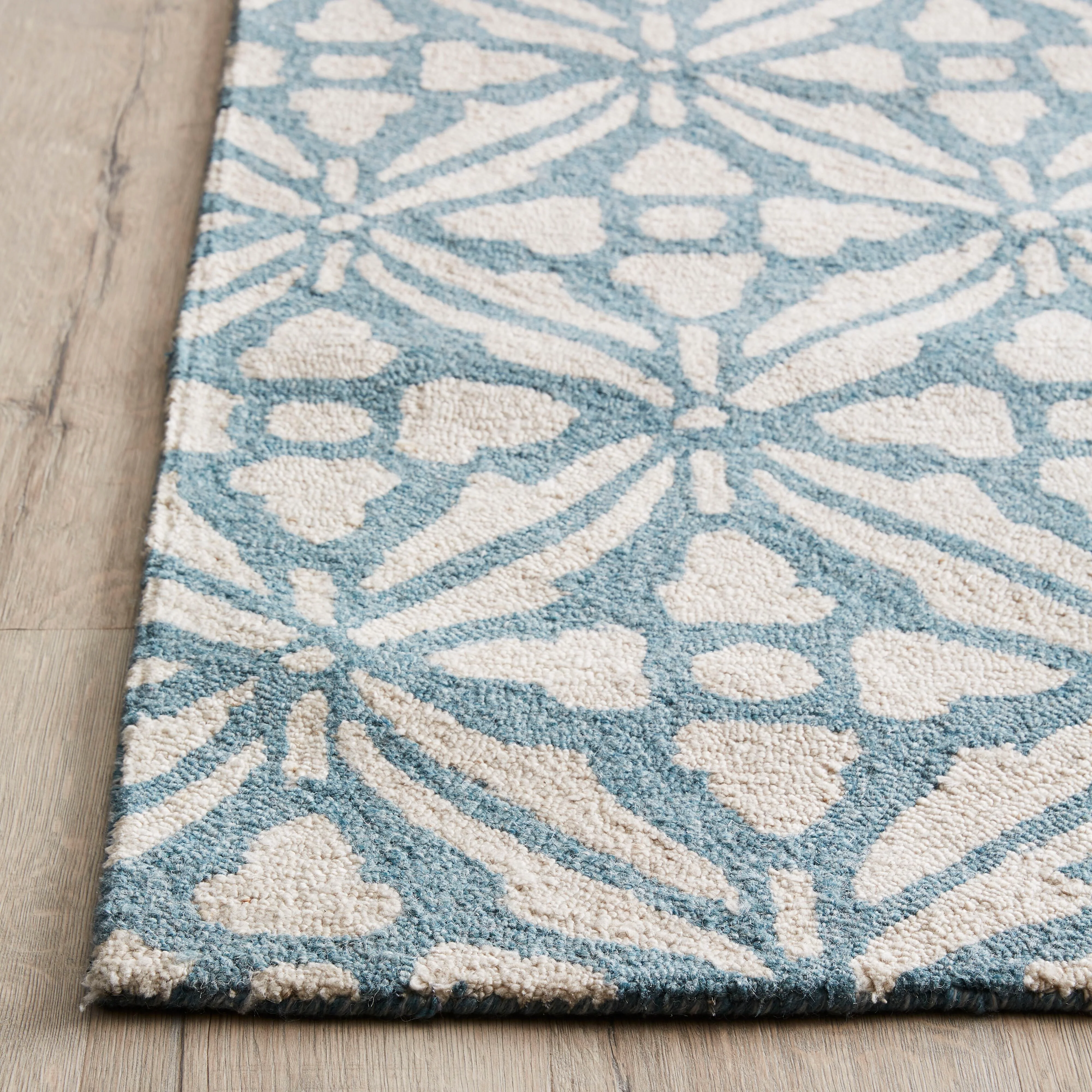 Casablanca Tile Hand Tufted Wool Blend Duckegg Rug 240x300cm - Image 9