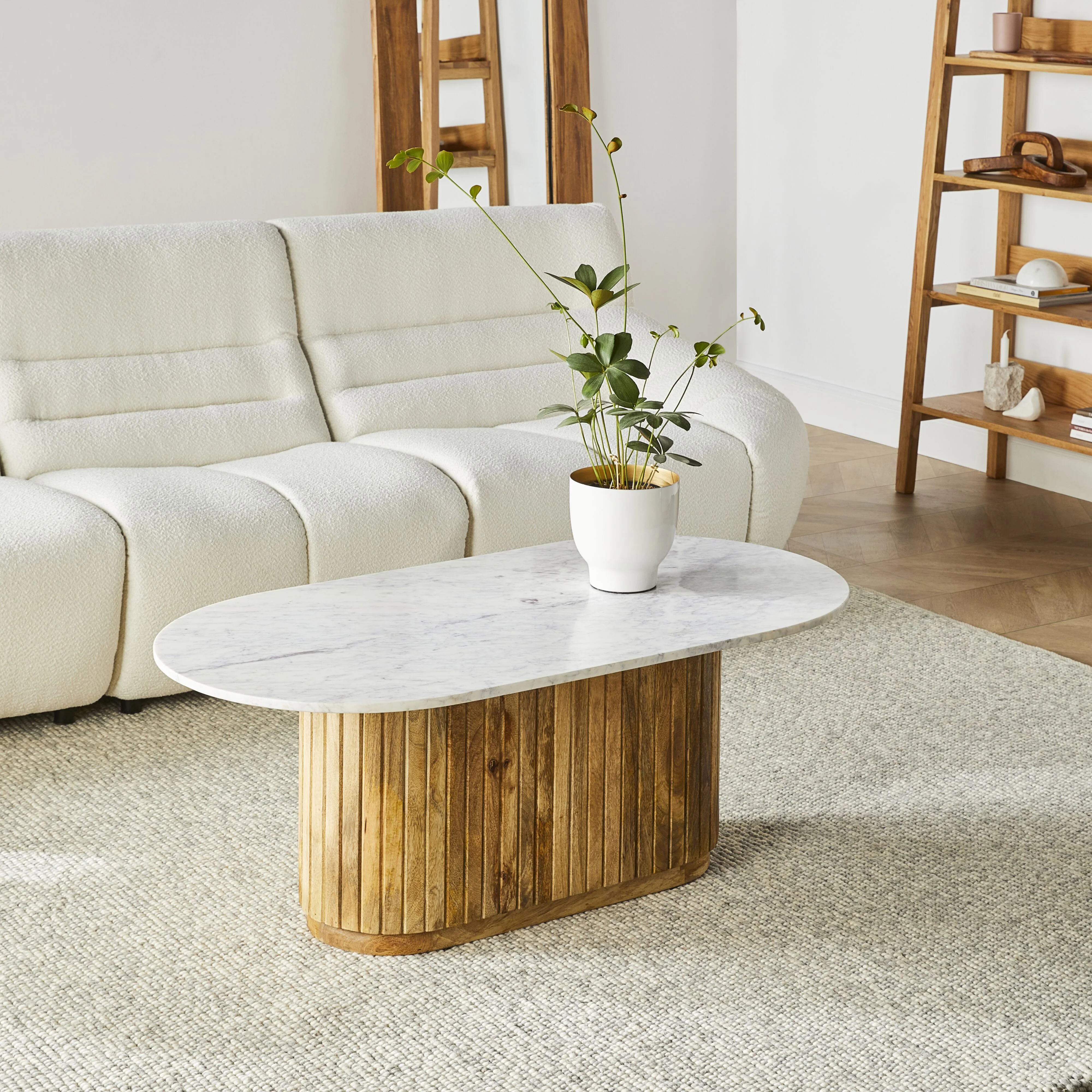 Cassius Coffee Table Oval Marble Top White - Image 4