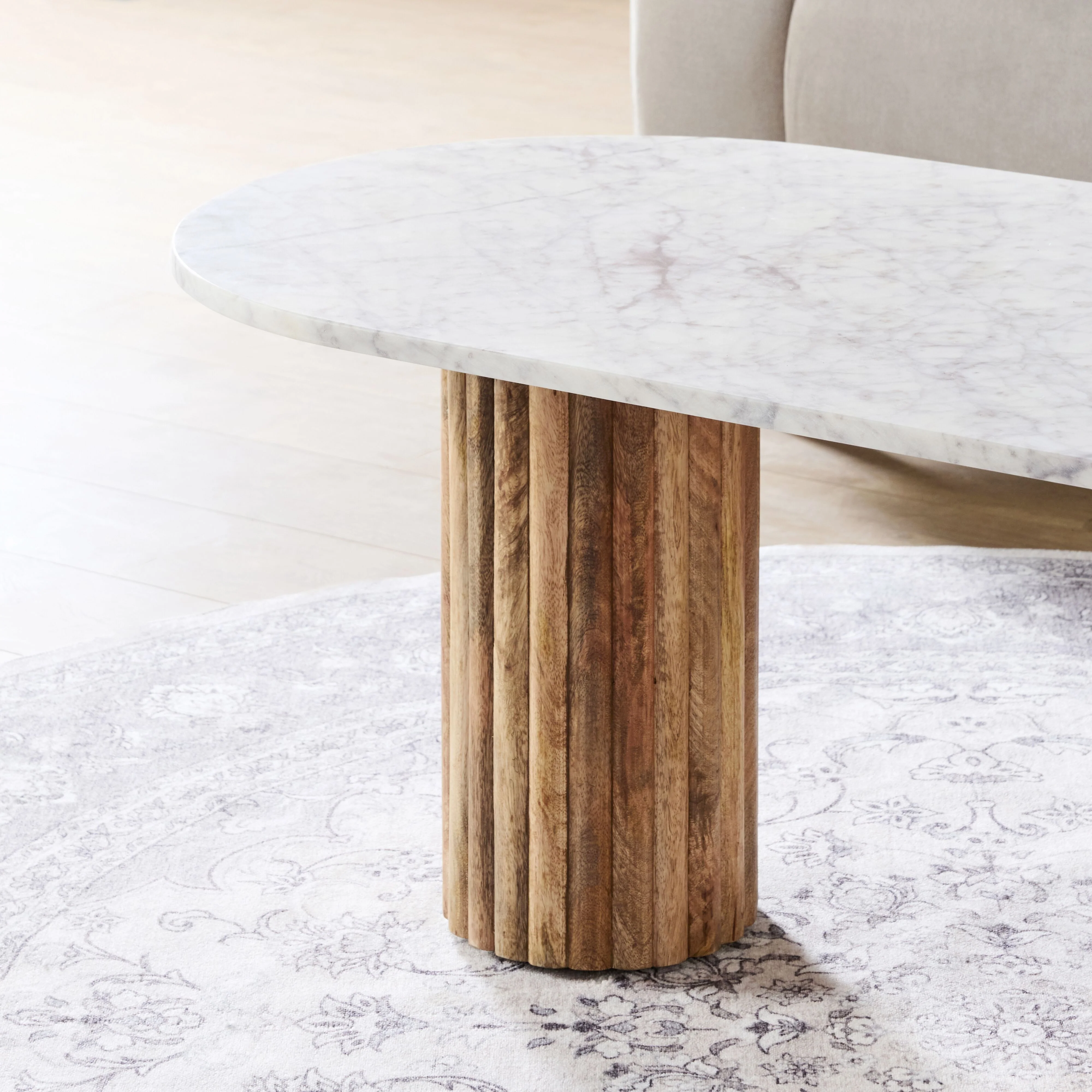 Cassius Double Pedestal Marble Top Coffee Table - Image 10