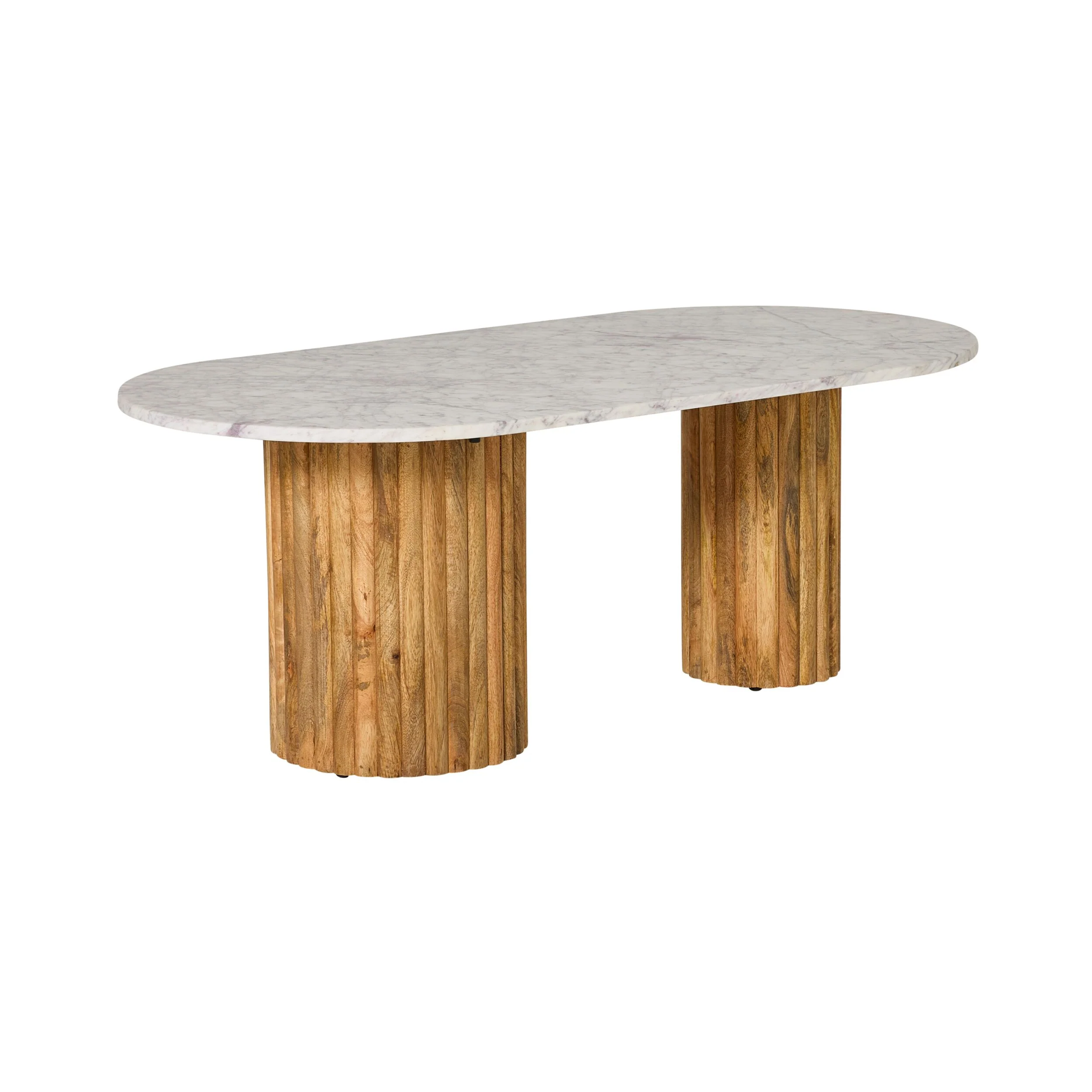 Cassius Double Pedestal Marble Top Coffee Table - Image 2