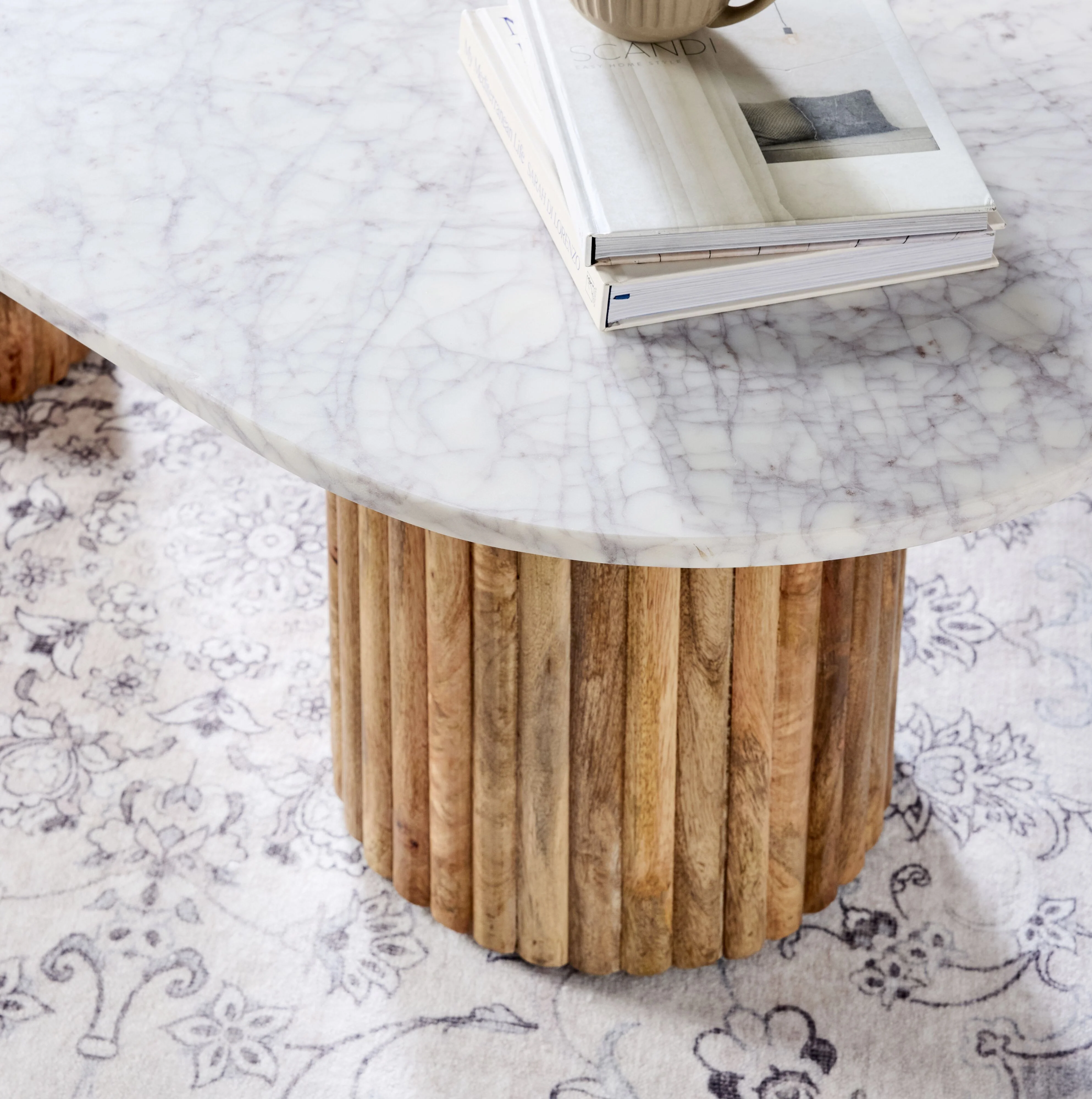 Cassius Double Pedestal Marble Top Coffee Table - Image 9