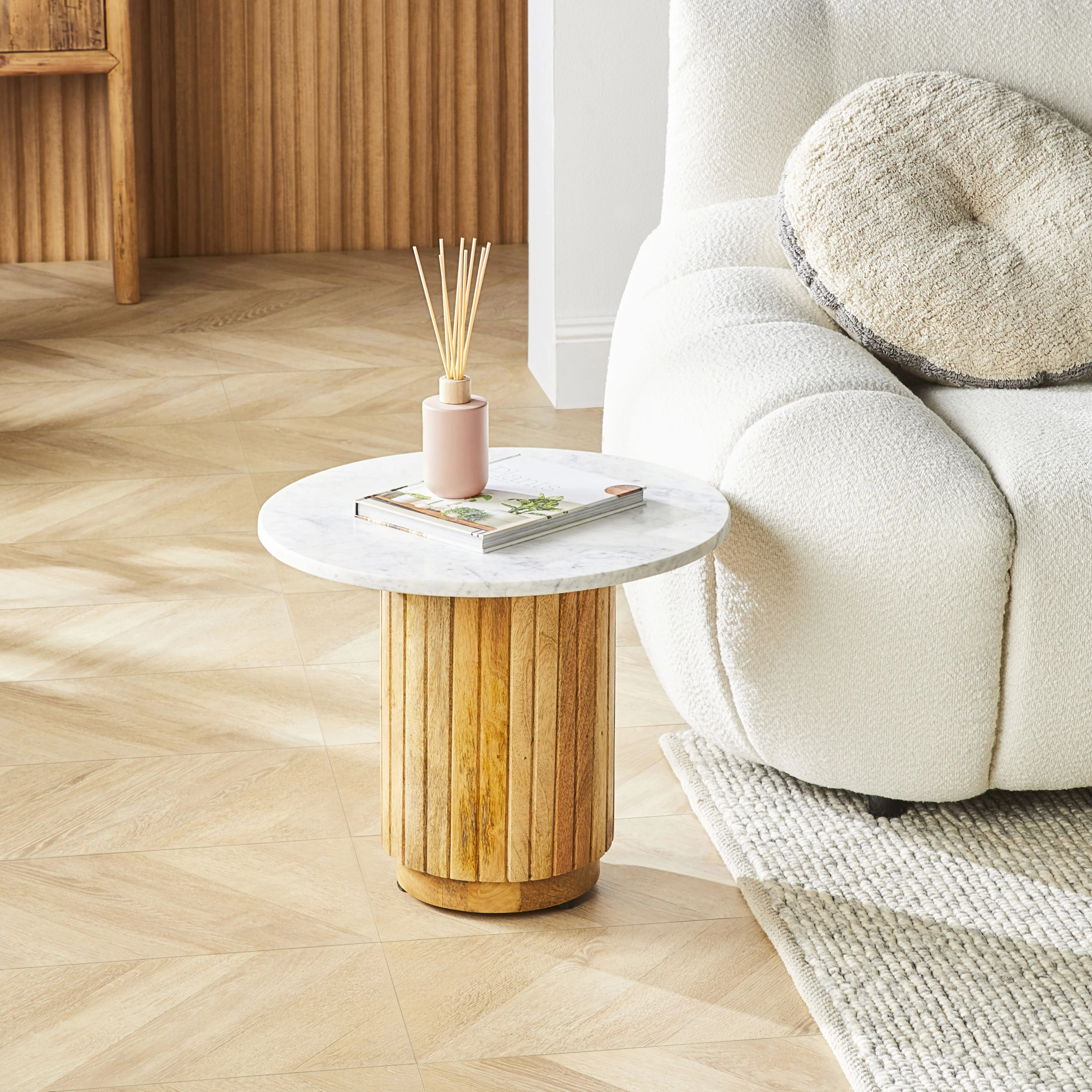Cassius Side Table Round Marble Top White - Image 2