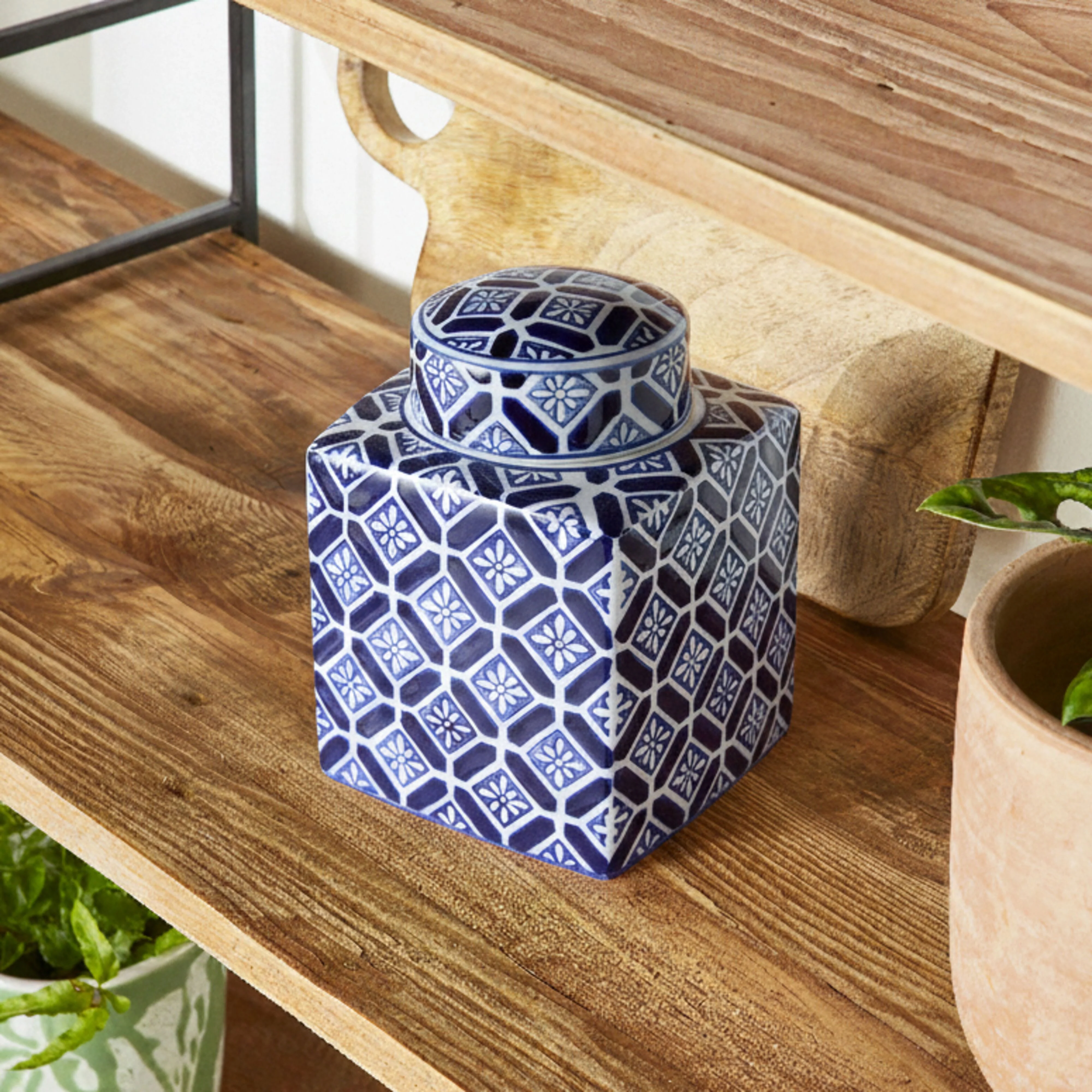 Celadon Daisy Tile Jar Large - Image 4