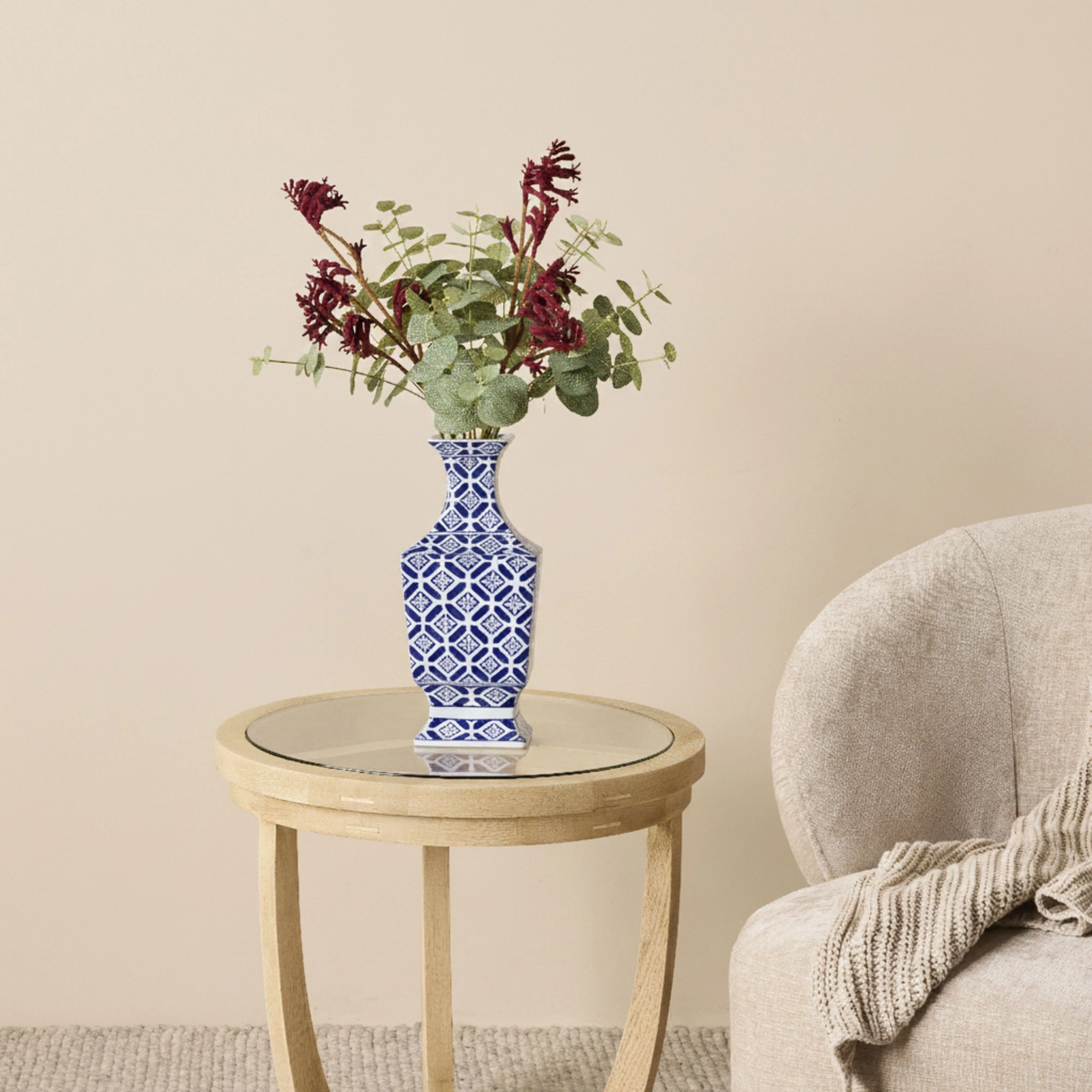 Celadon Daisy Tile Trumpet Vase - Image 3