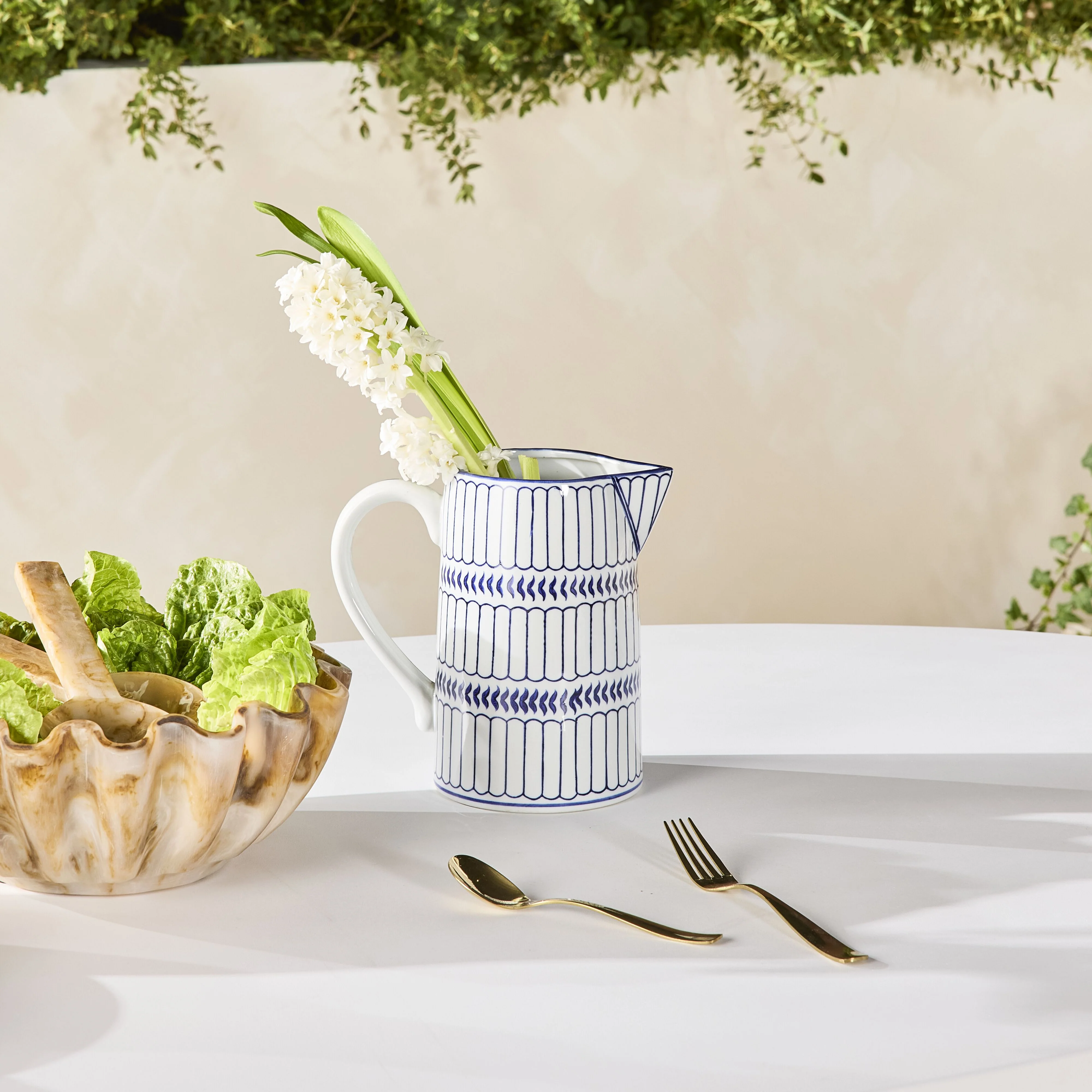 Celadon Striped Jug 20cm - Image 4
