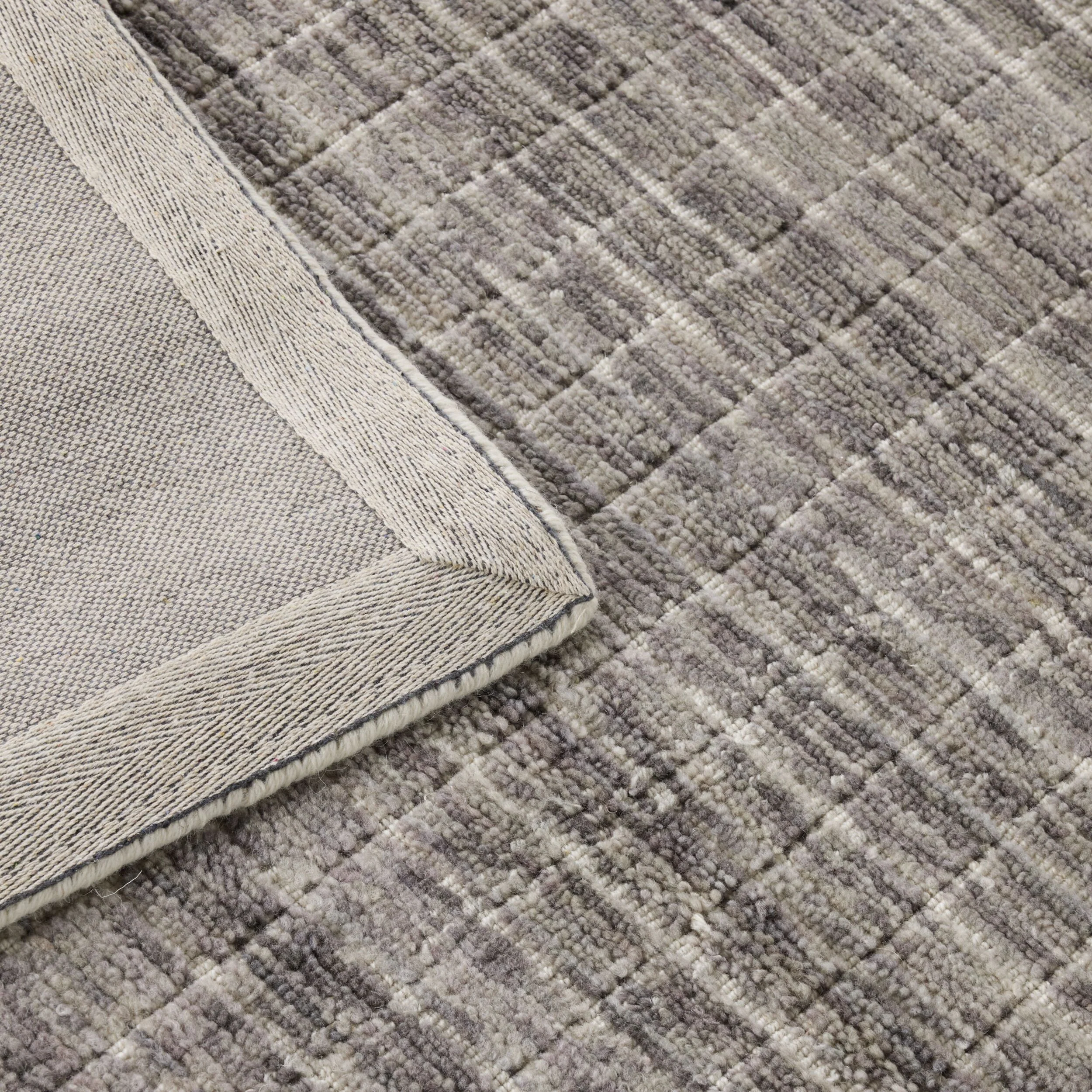 Charcoal Grid Handloom NZ Wool Rug 150x240cm - Image 3