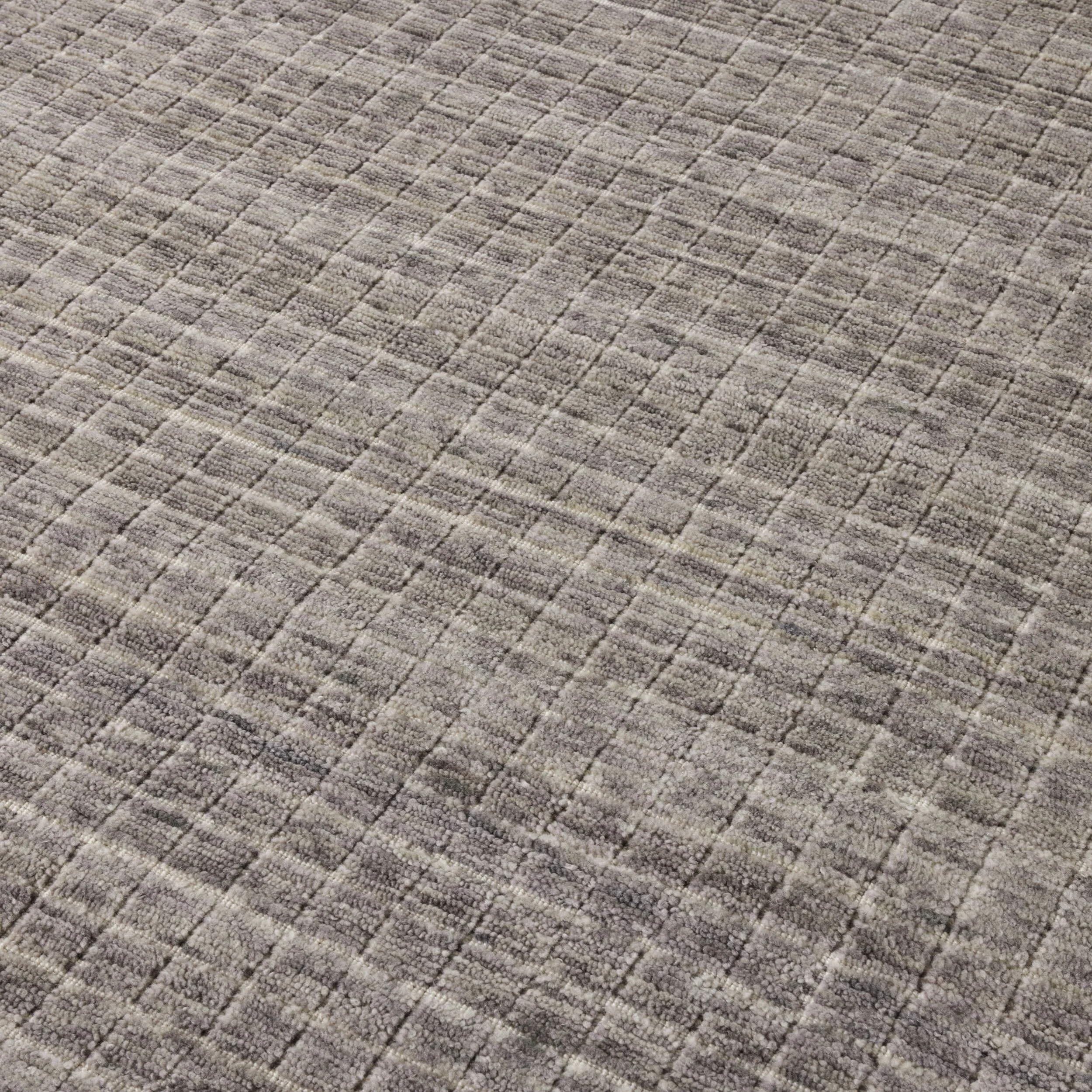 Charcoal Grid Handloom NZ Wool Rug 240x300cm - Image 2