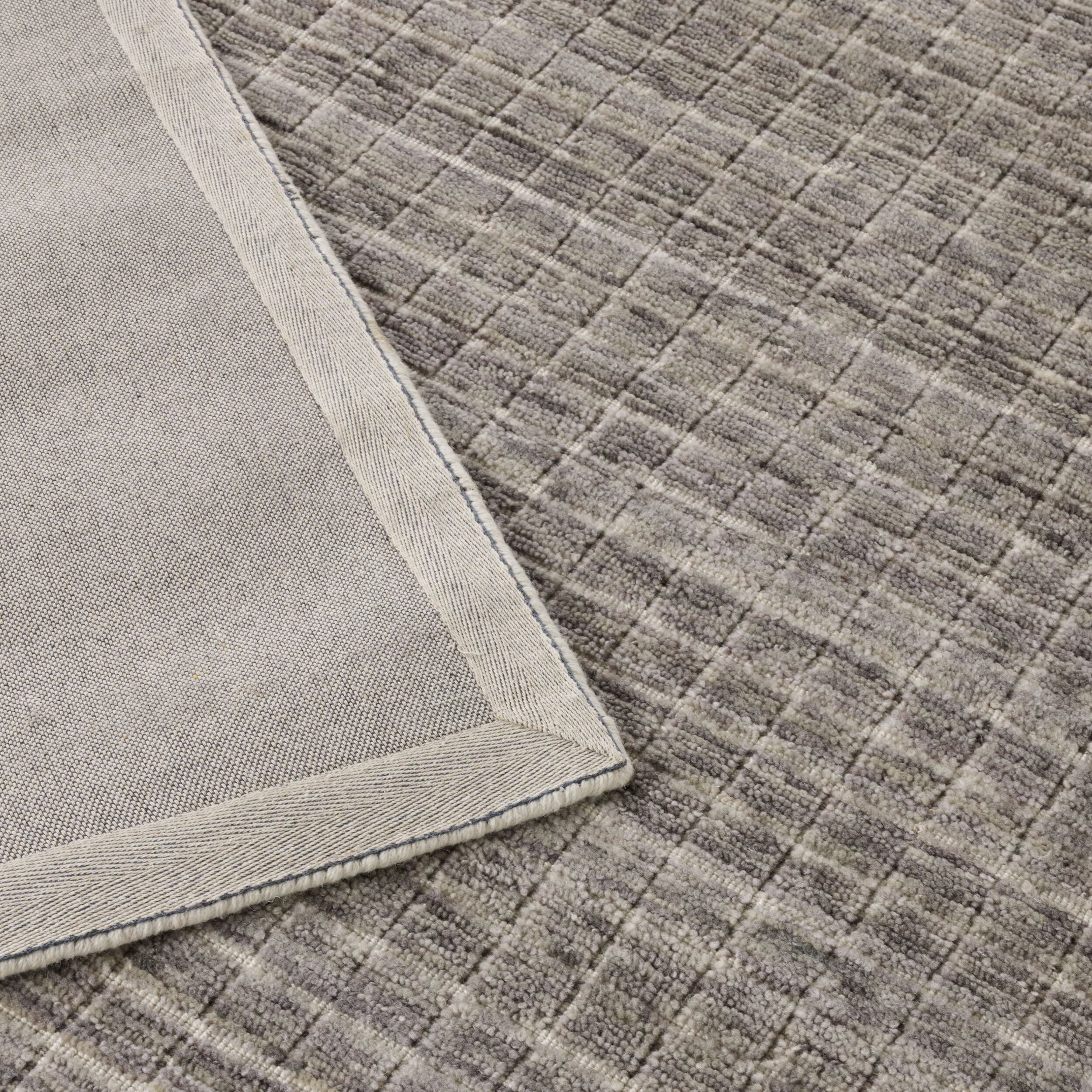Charcoal Grid Handloom NZ Wool Rug 240x300cm - Image 3