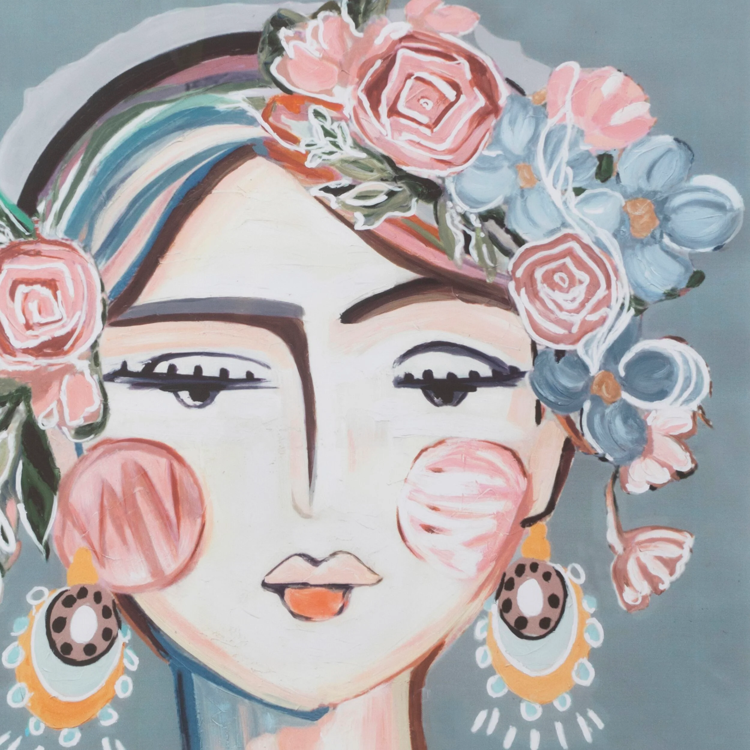 Charmaine Abstract Pink Floral Lady Framed Print 80x80cm - Image 2