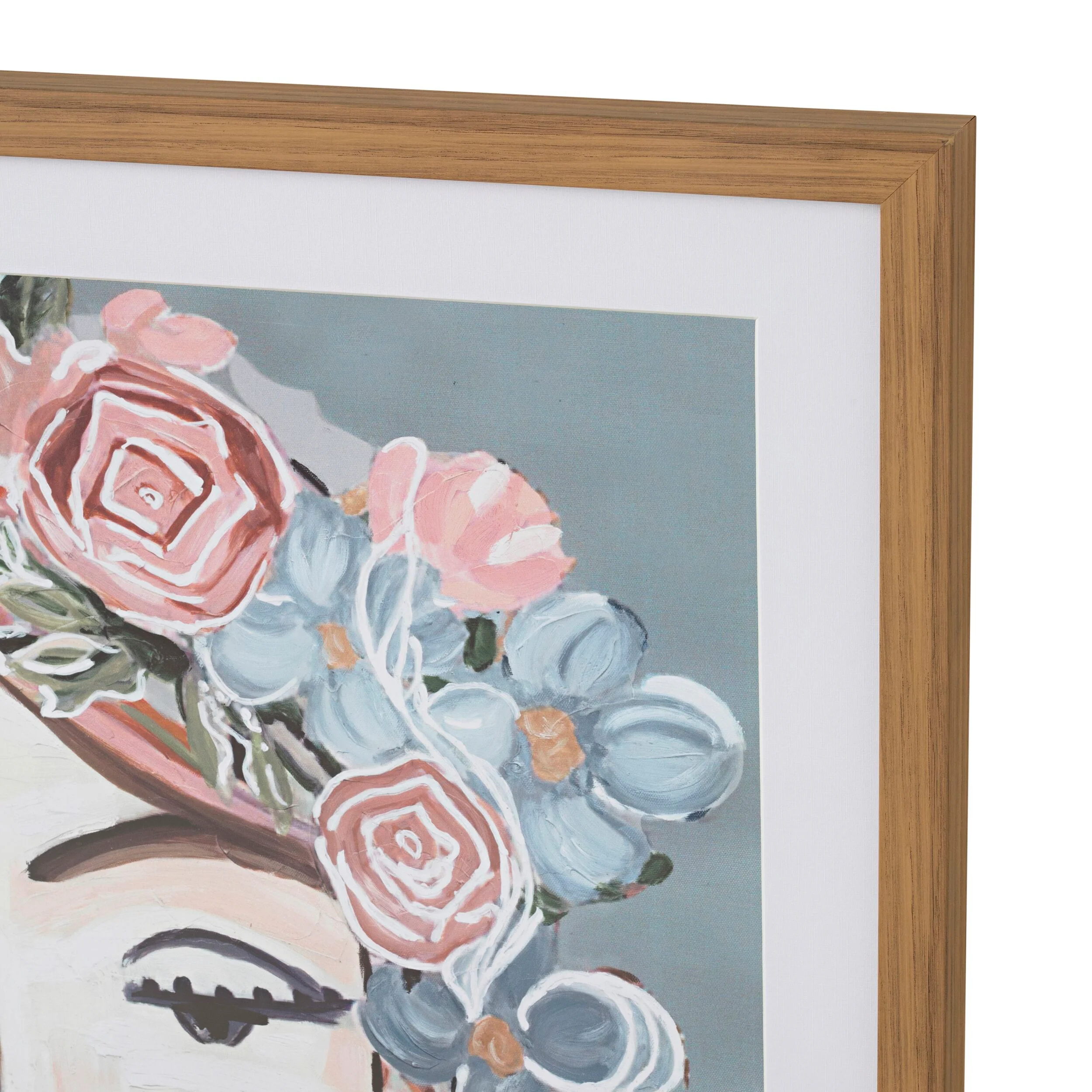Charmaine Abstract Pink Floral Lady Framed Print 80x80cm - Image 3