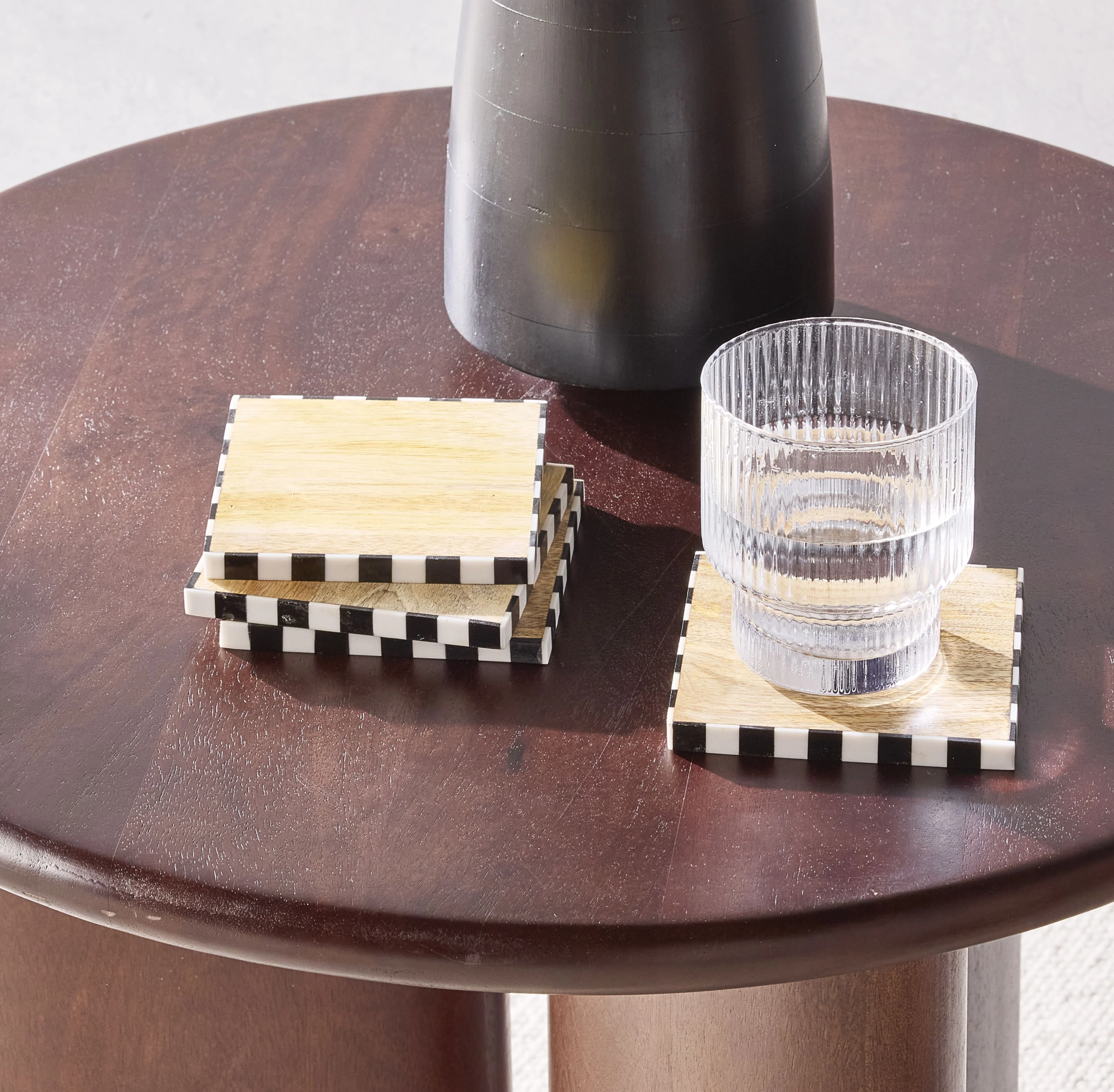 Checkerboard Trim Square Coasters - Image 3