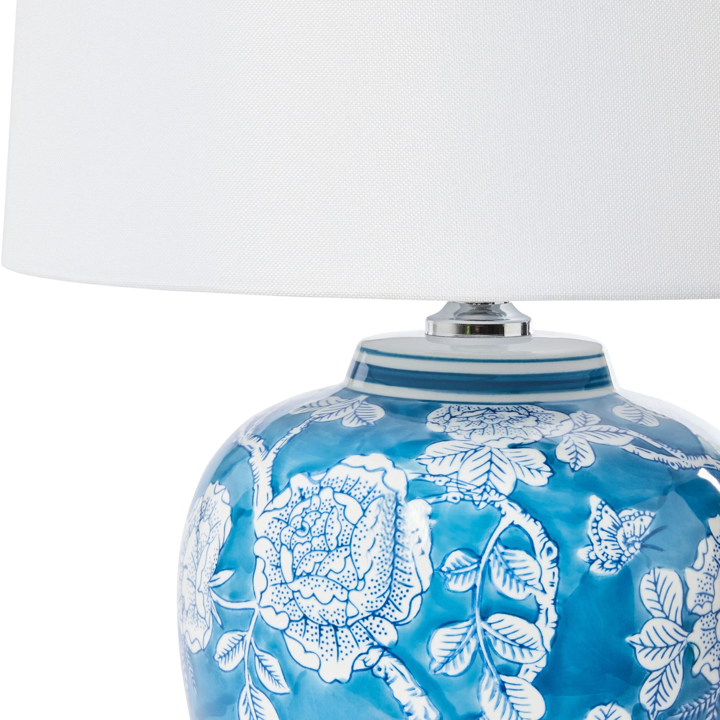 China Blue Floral Table Lamp 46cm - Image 2