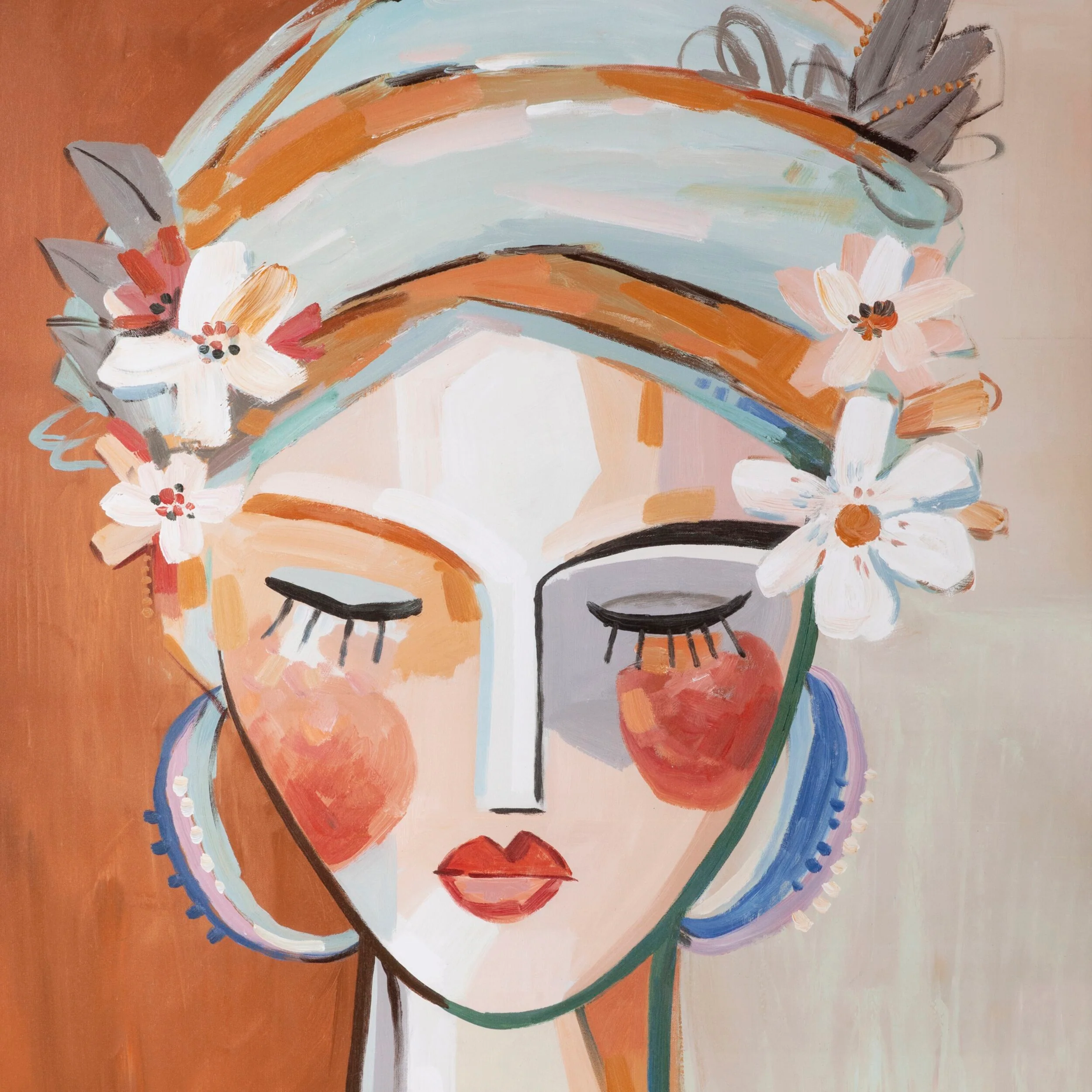 Claudette Abstract Female Face Framed Print 140x100cm - Image 2