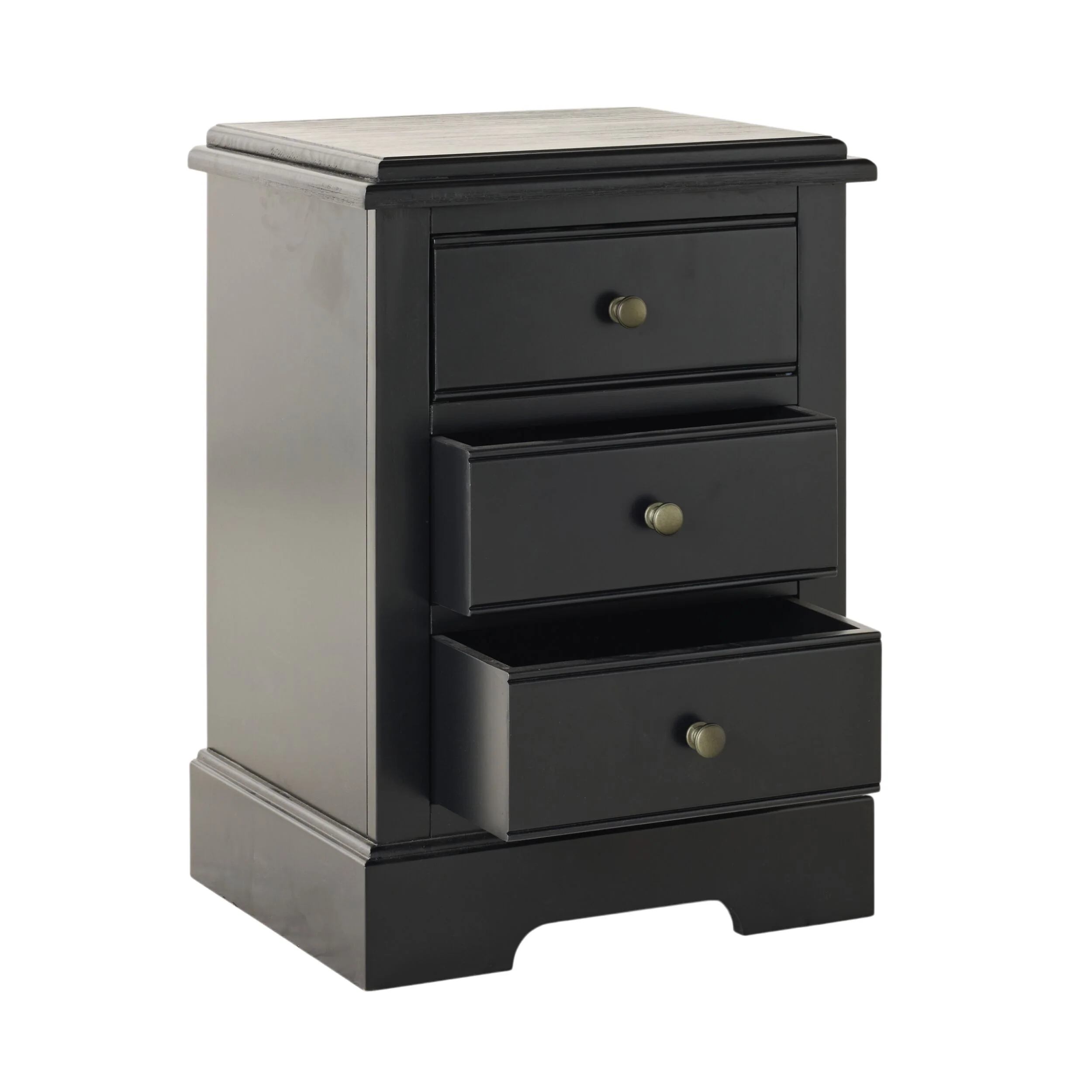 Clover 3 Drawer Bedside Table Black - Image 3