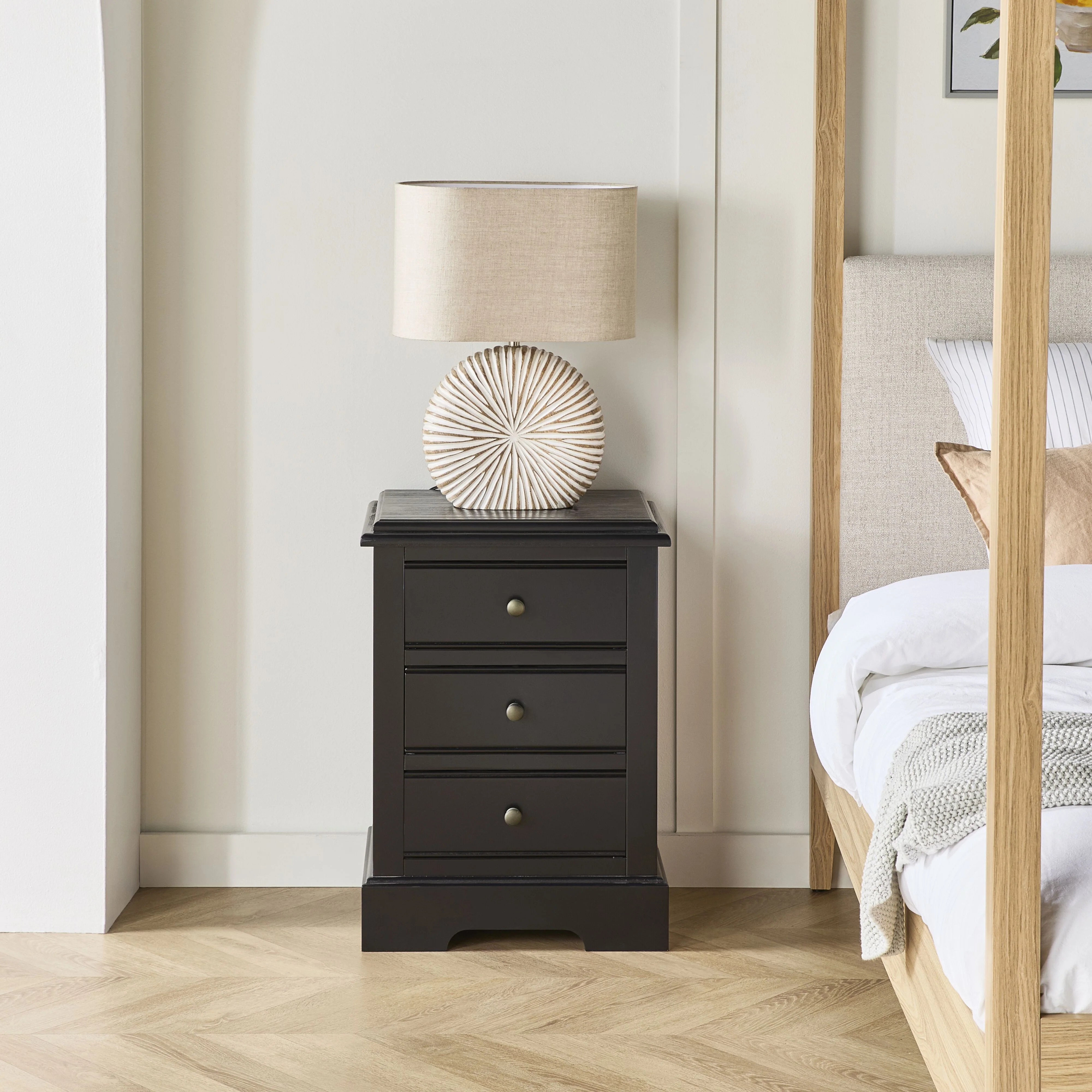 Clover 3 Drawer Bedside Table Black - Image 7