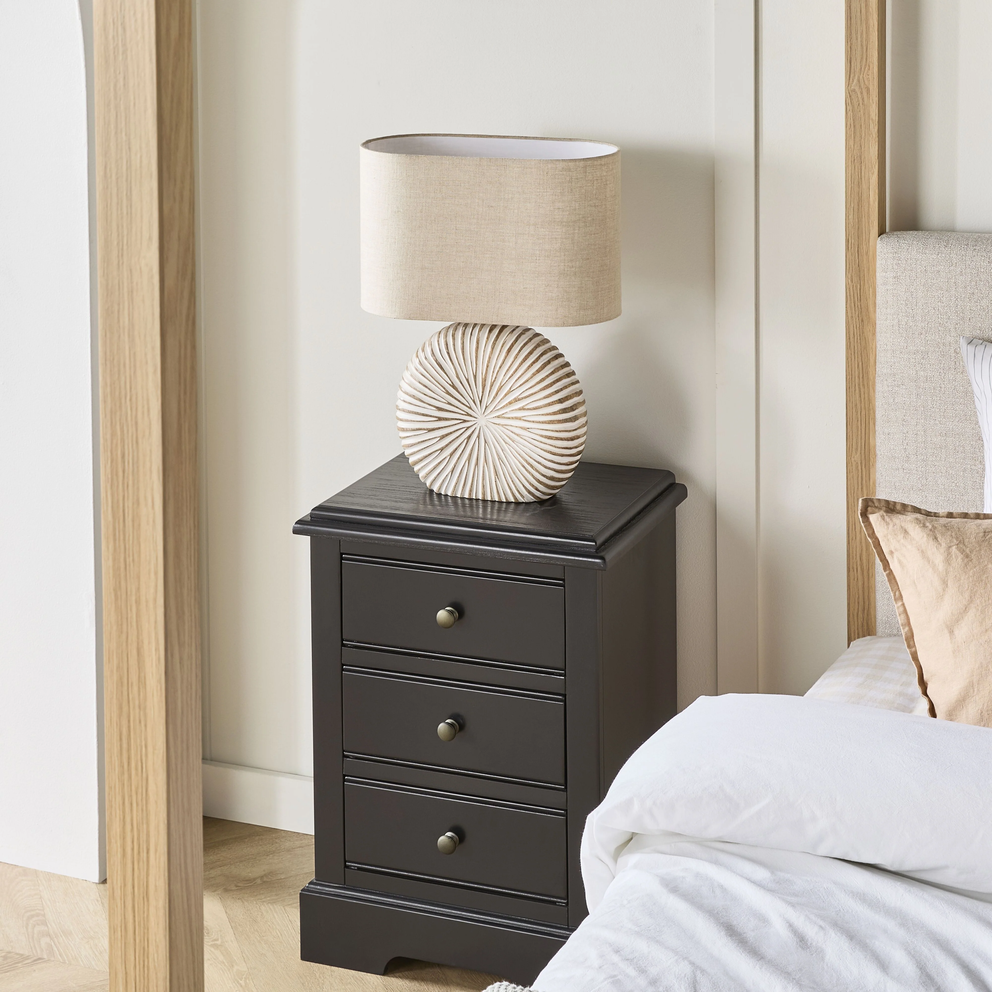 Clover 3 Drawer Bedside Table Black - Image 8