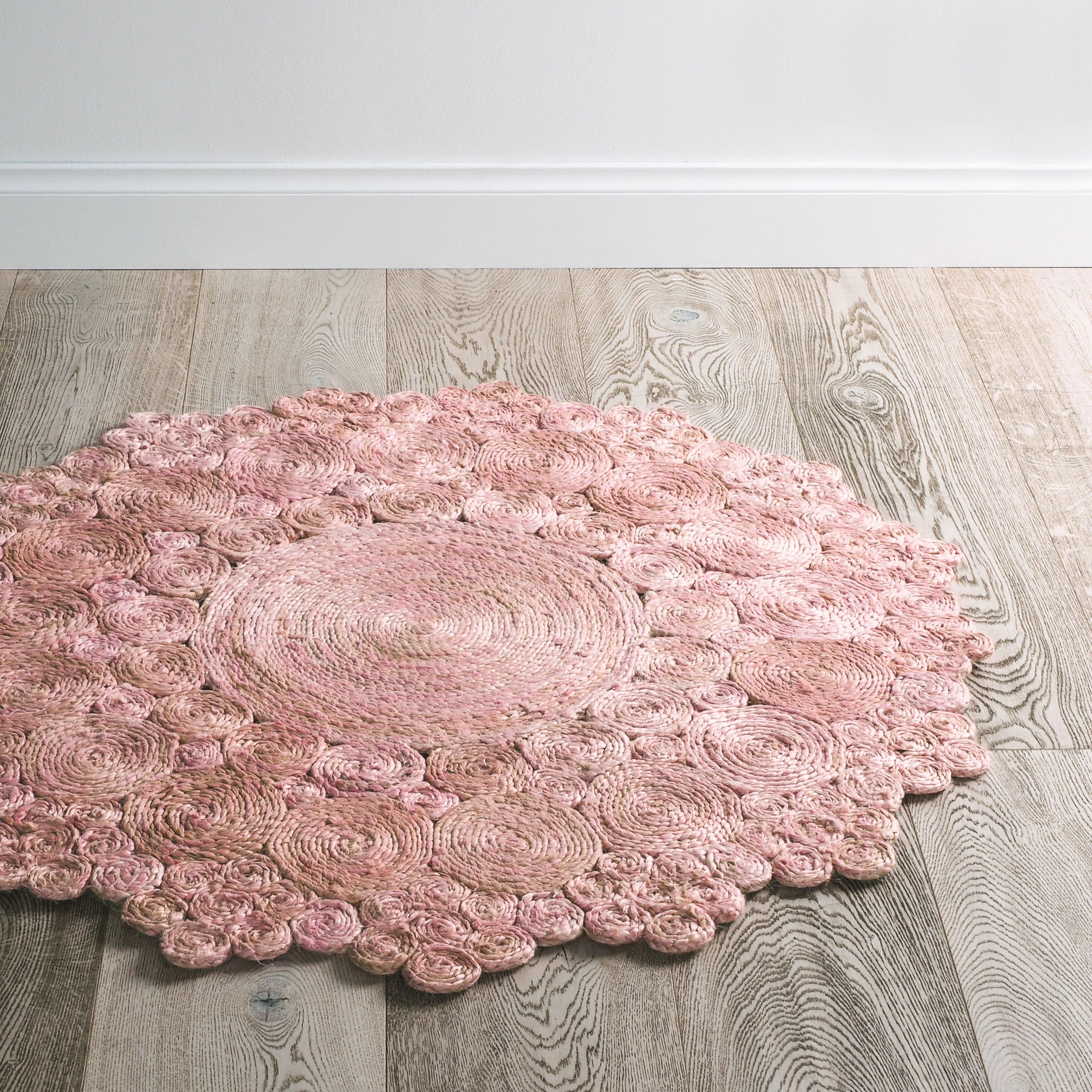 Cochin Blush Hand Stitched Pink Round Rug 120cm - Image 5