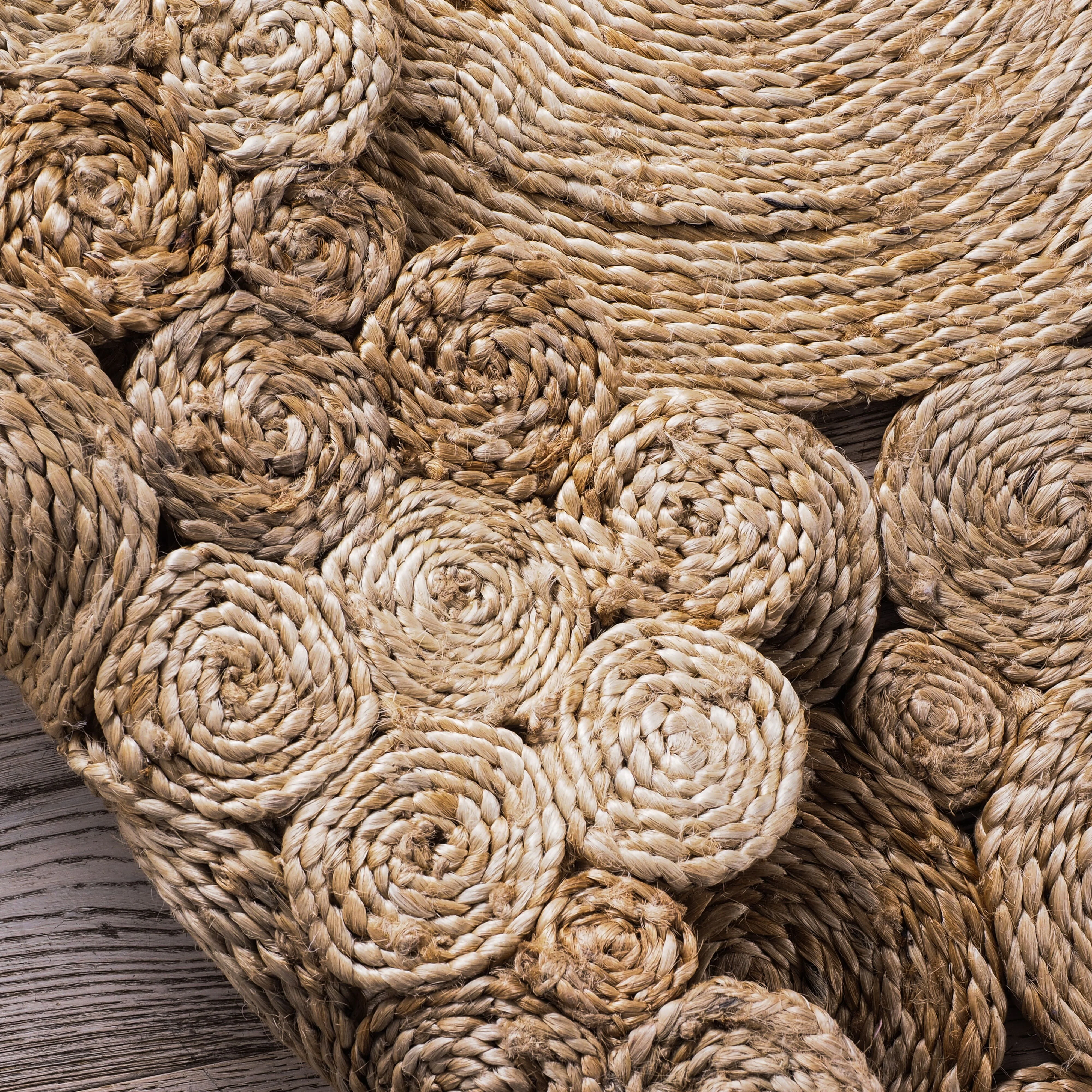 Cochin Hand Stitched Natural Round Rug 120cm - Image 10