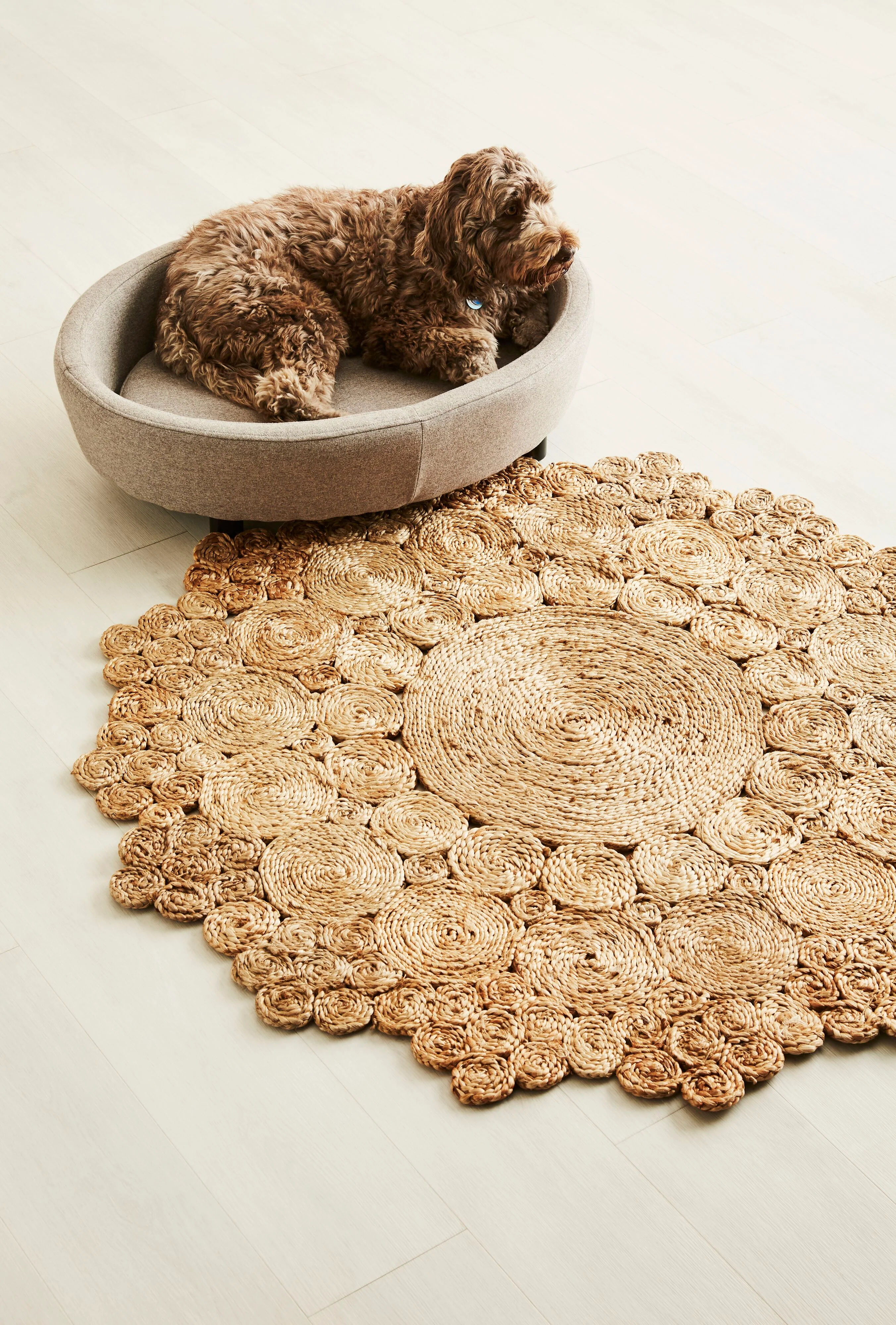 Cochin Hand Stitched Natural Round Rug 120cm - Image 3