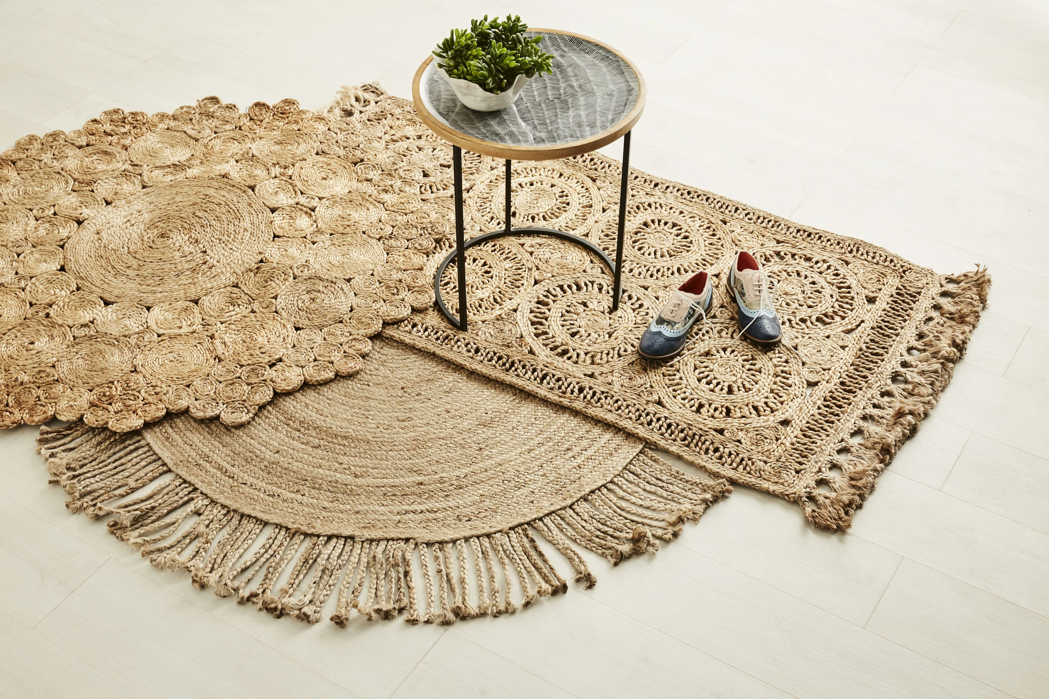 Cochin Hand Stitched Natural Round Rug 120cm - Image 6