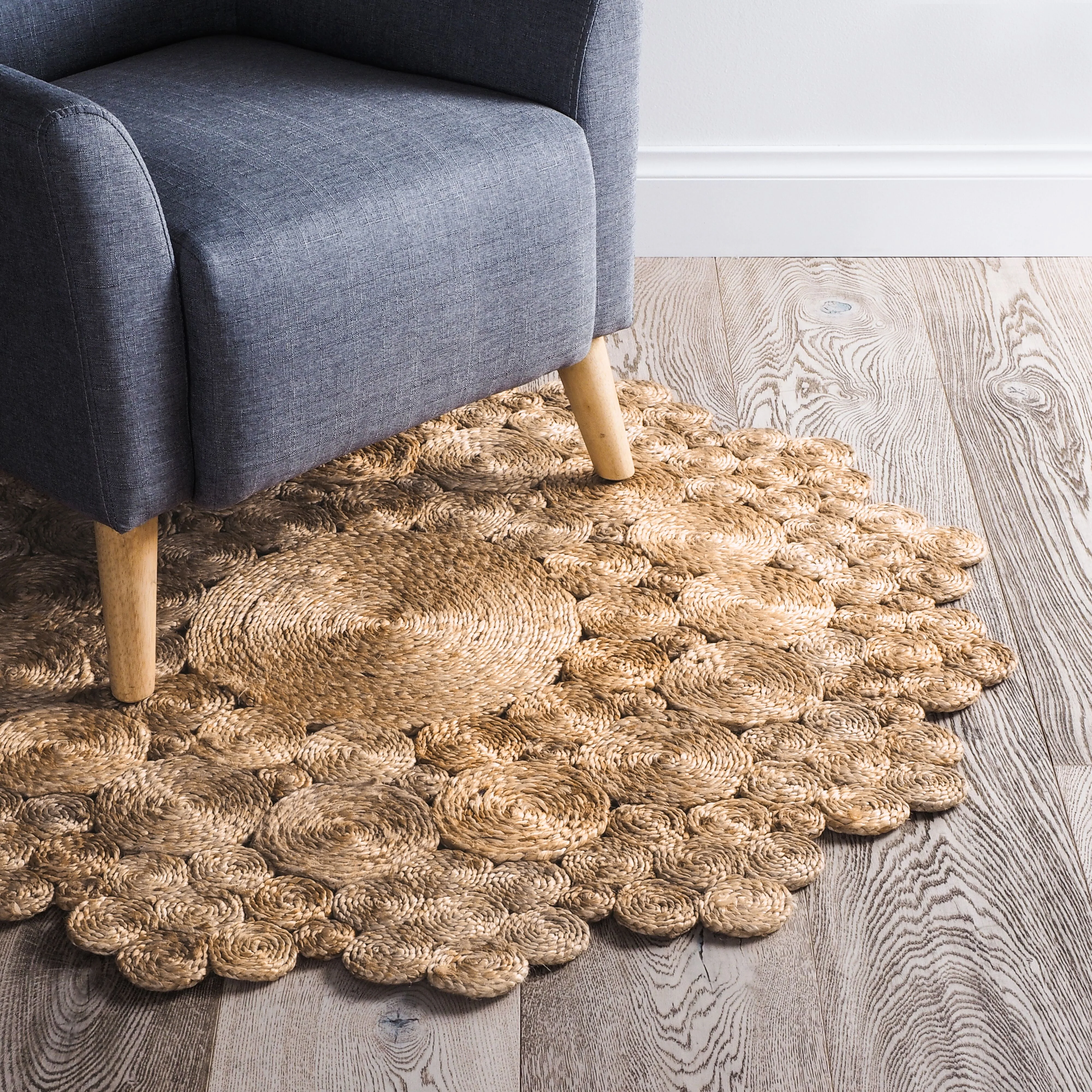Cochin Hand Stitched Natural Round Rug 120cm - Image 7