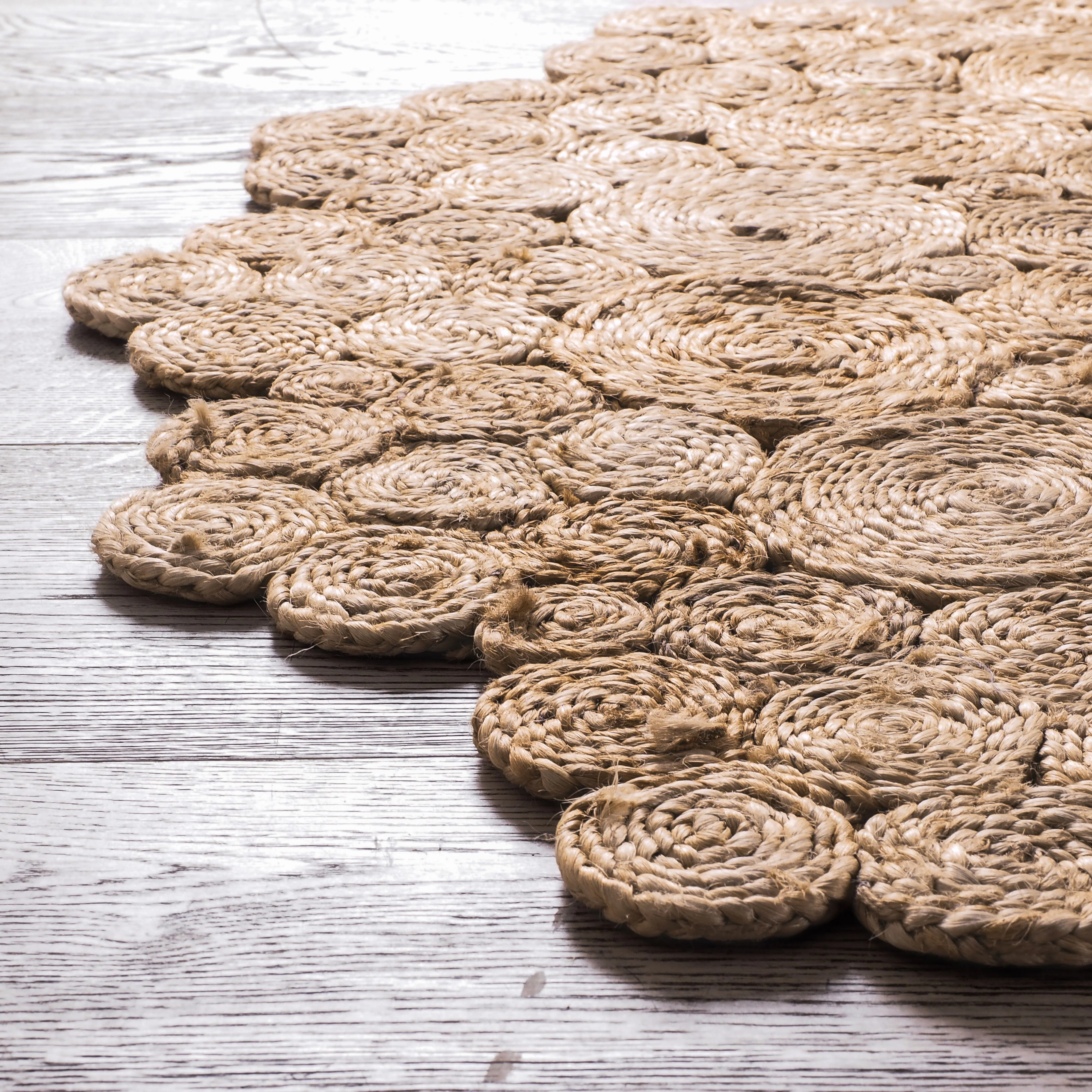 Cochin Hand Stitched Natural Round Rug 120cm - Image 9