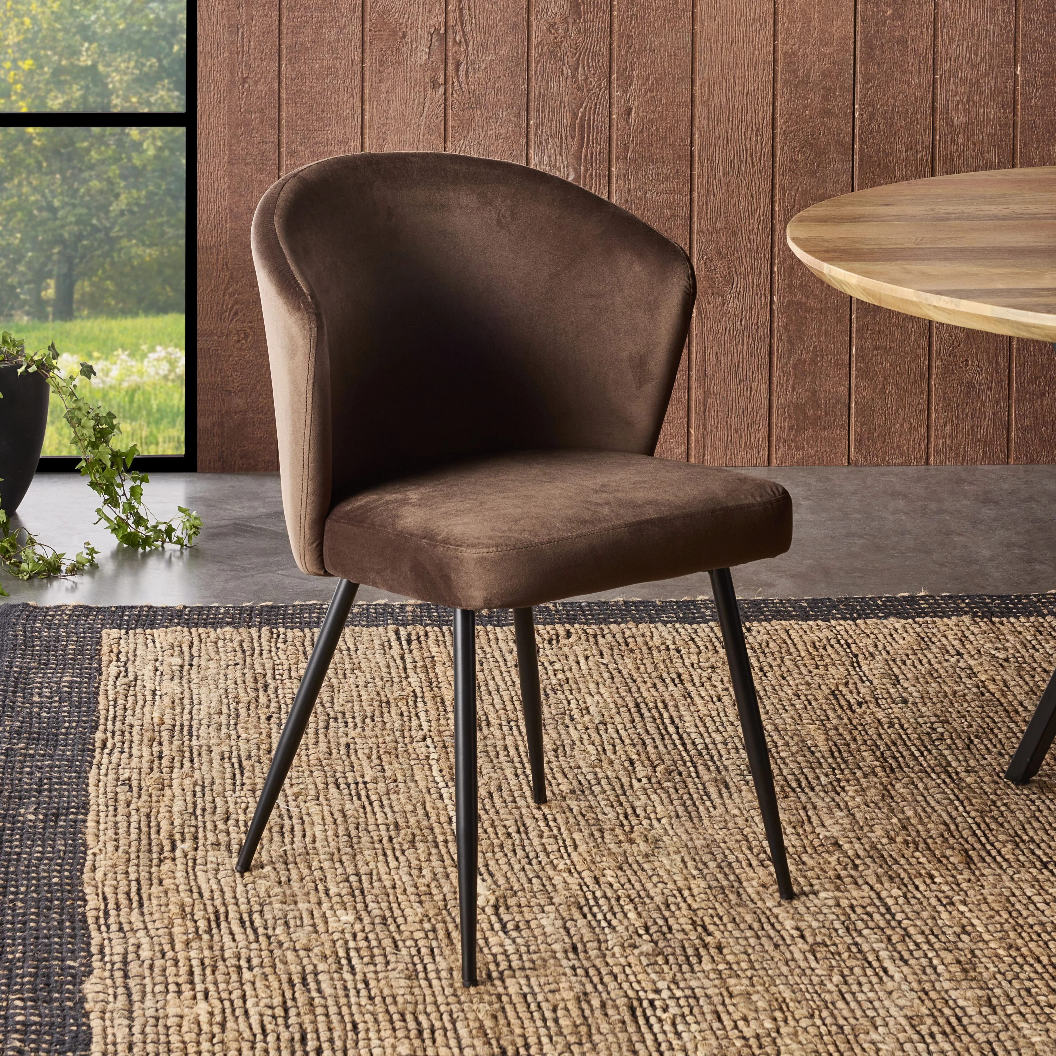 Cole Velvet Dining Chair Chocolate - Image 8