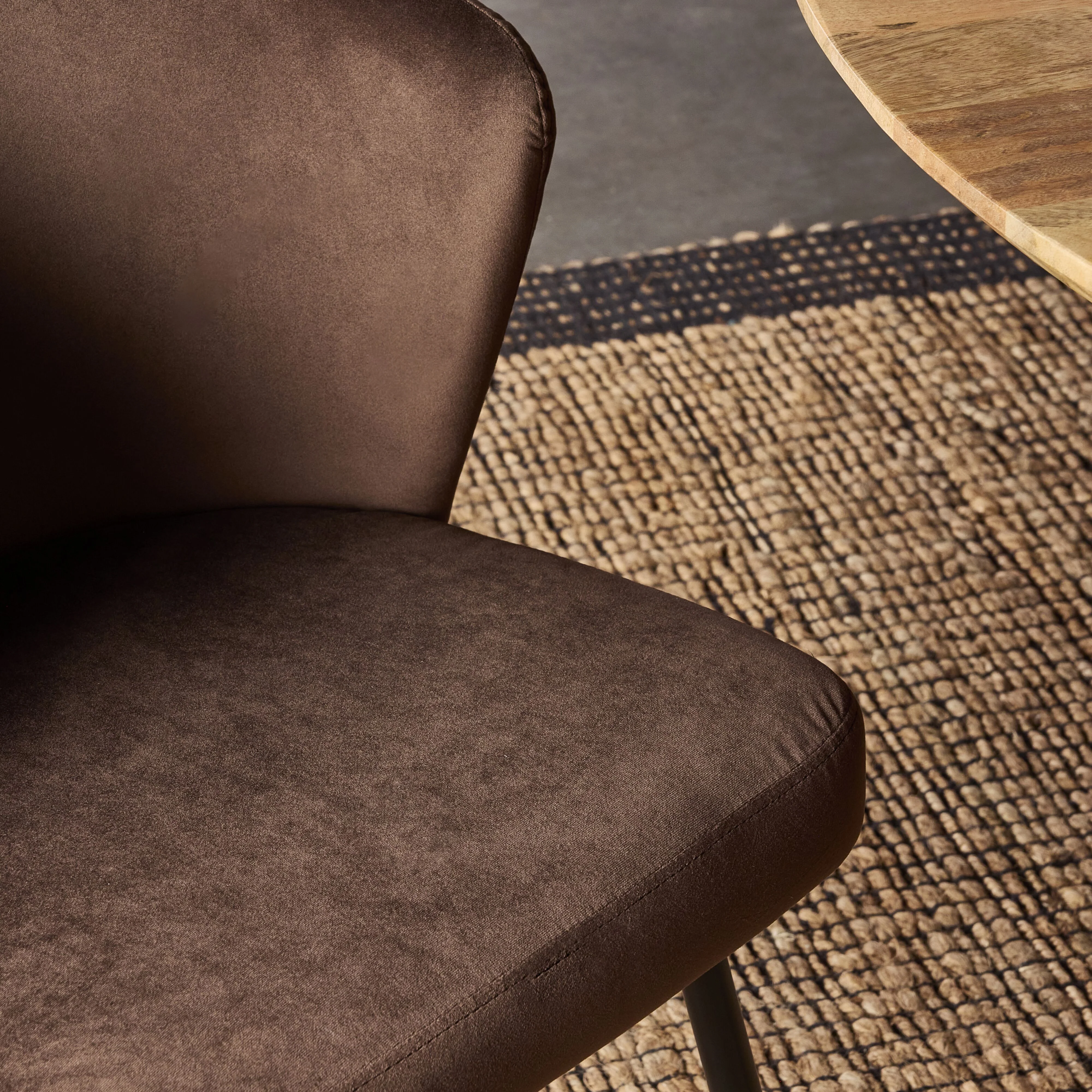 Cole Velvet Dining Chair Chocolate - Image 9