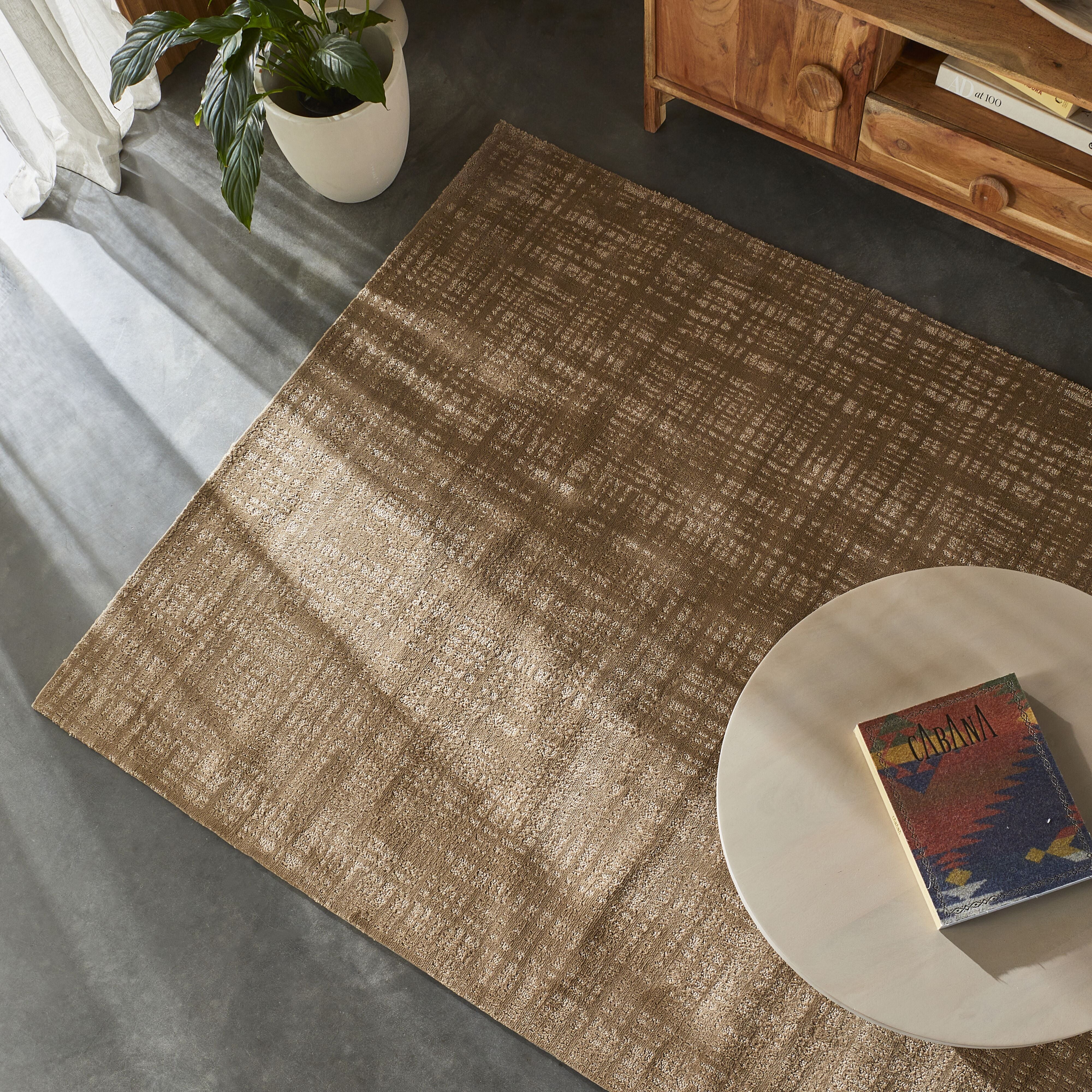 Crosshatch Handtufted Rug Caramel 160x240cm - Image 4