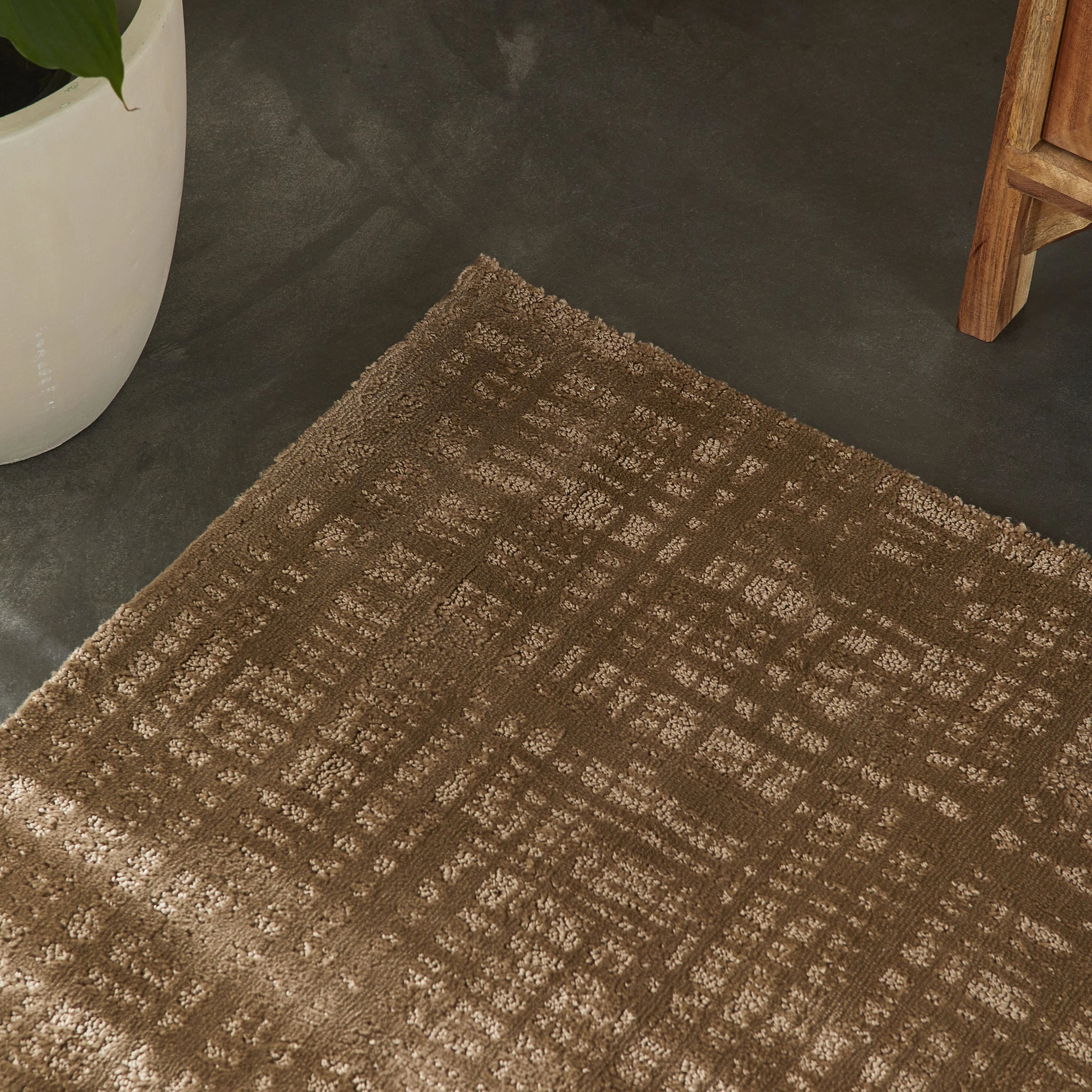 Crosshatch Handtufted Rug Caramel 160x240cm - Image 5