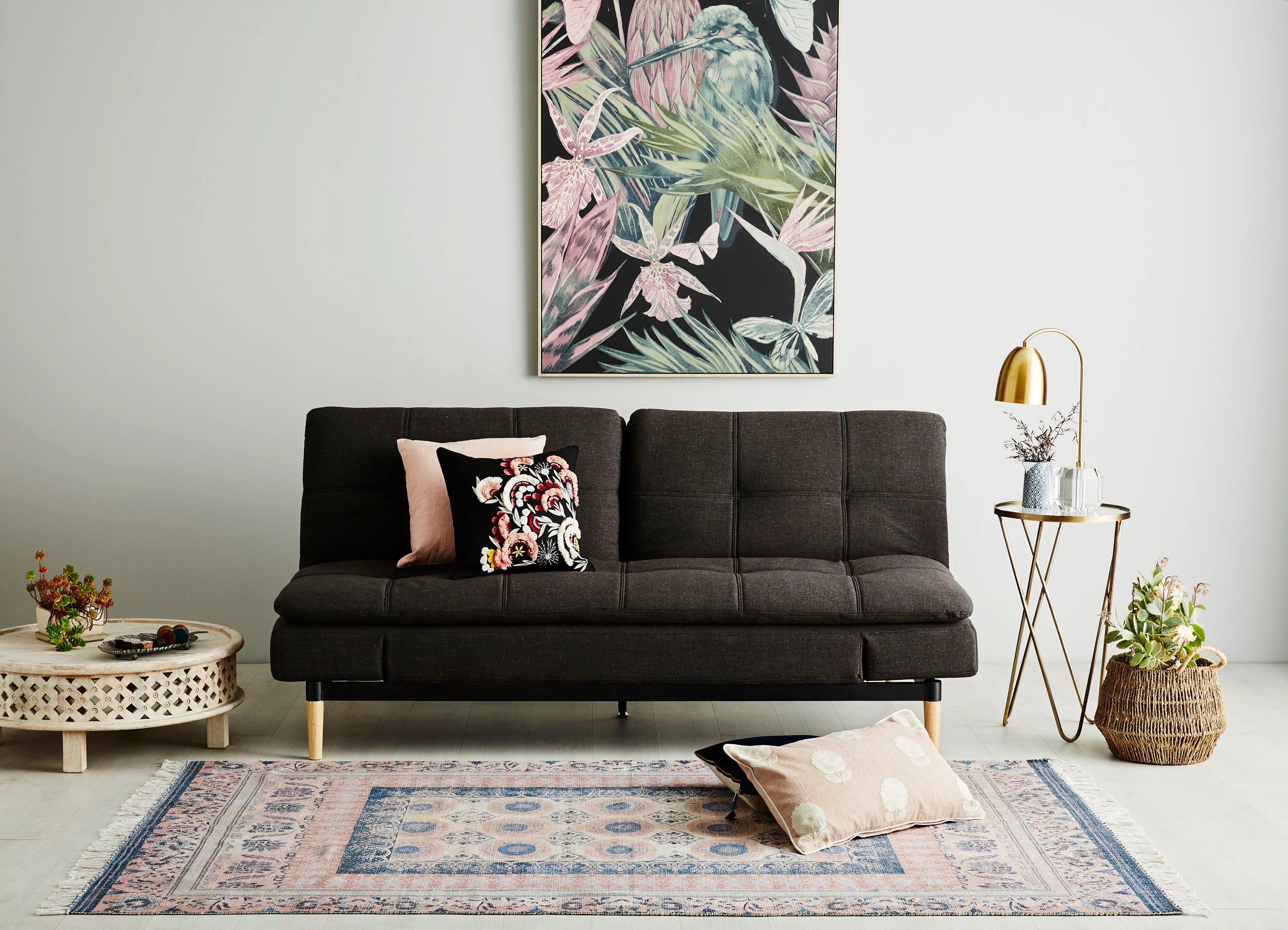 Da Vinci 2 Seater Fabric Sofa Bed Charcoal Grey - Image 5