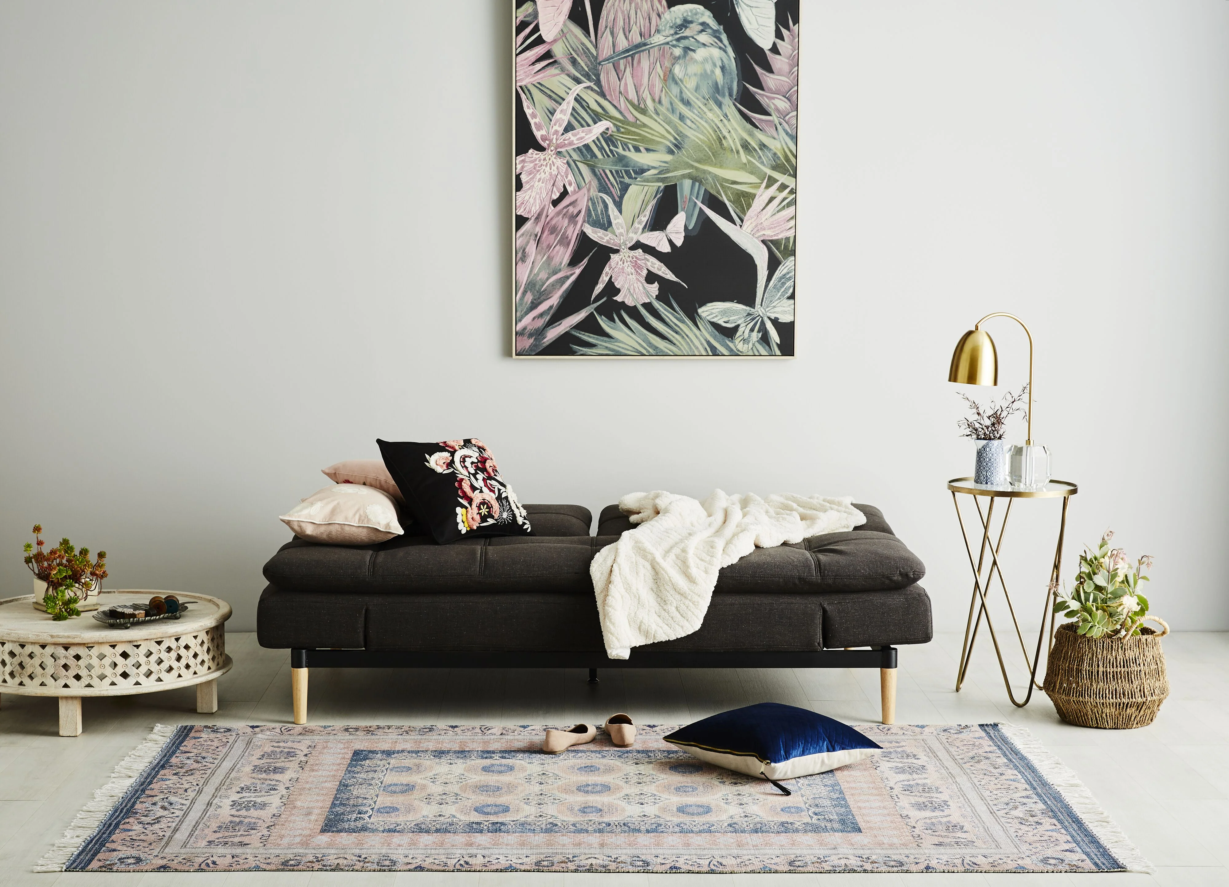 Da Vinci 2 Seater Fabric Sofa Bed Charcoal Grey - Image 7