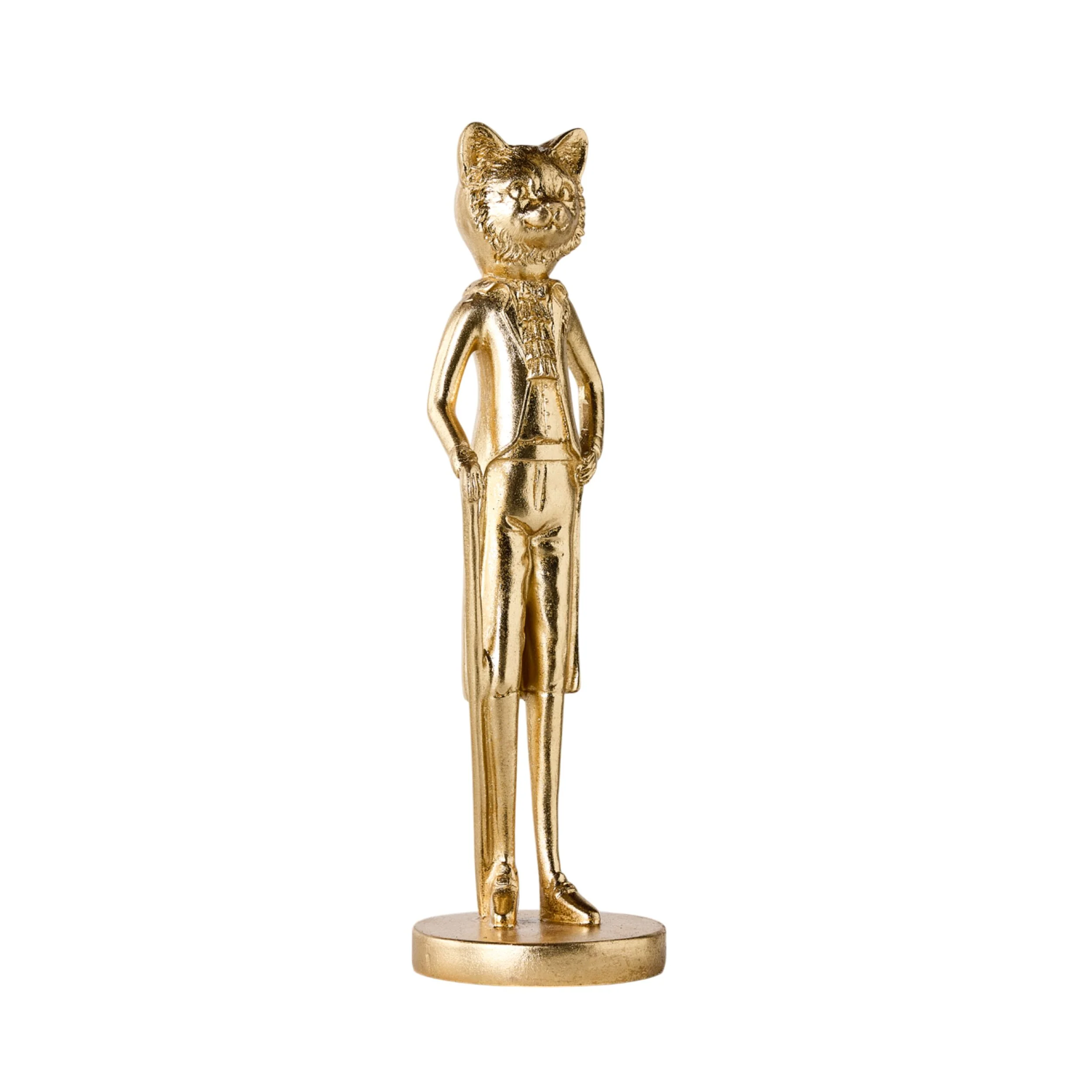 Dapper Cat Statue Gold 10x10x33cm - Image 2