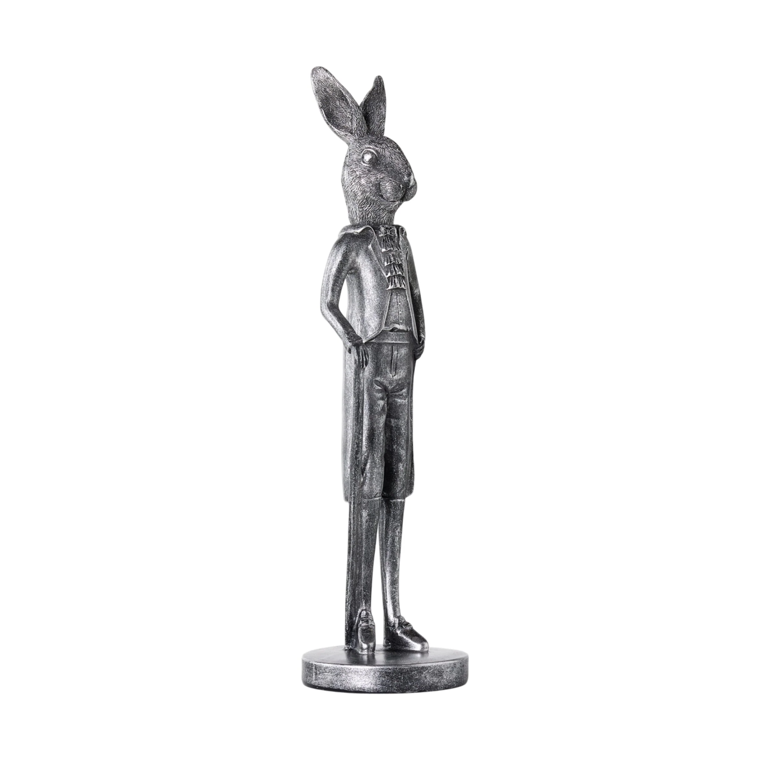 Dapper Rabbit Statue Pewter 10x10x35cm - Image 2