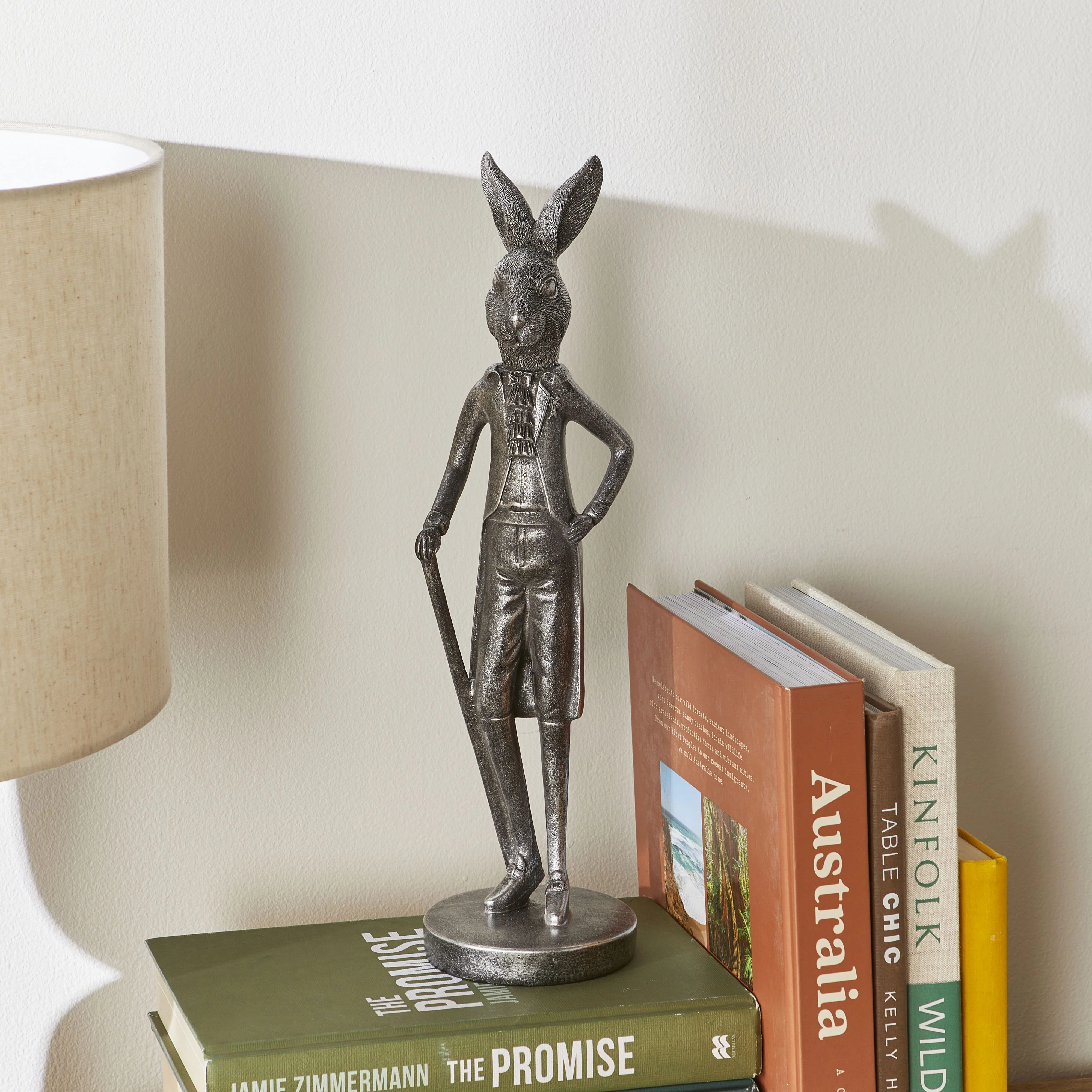 Dapper Rabbit Statue Pewter 10x10x35cm - Image 5