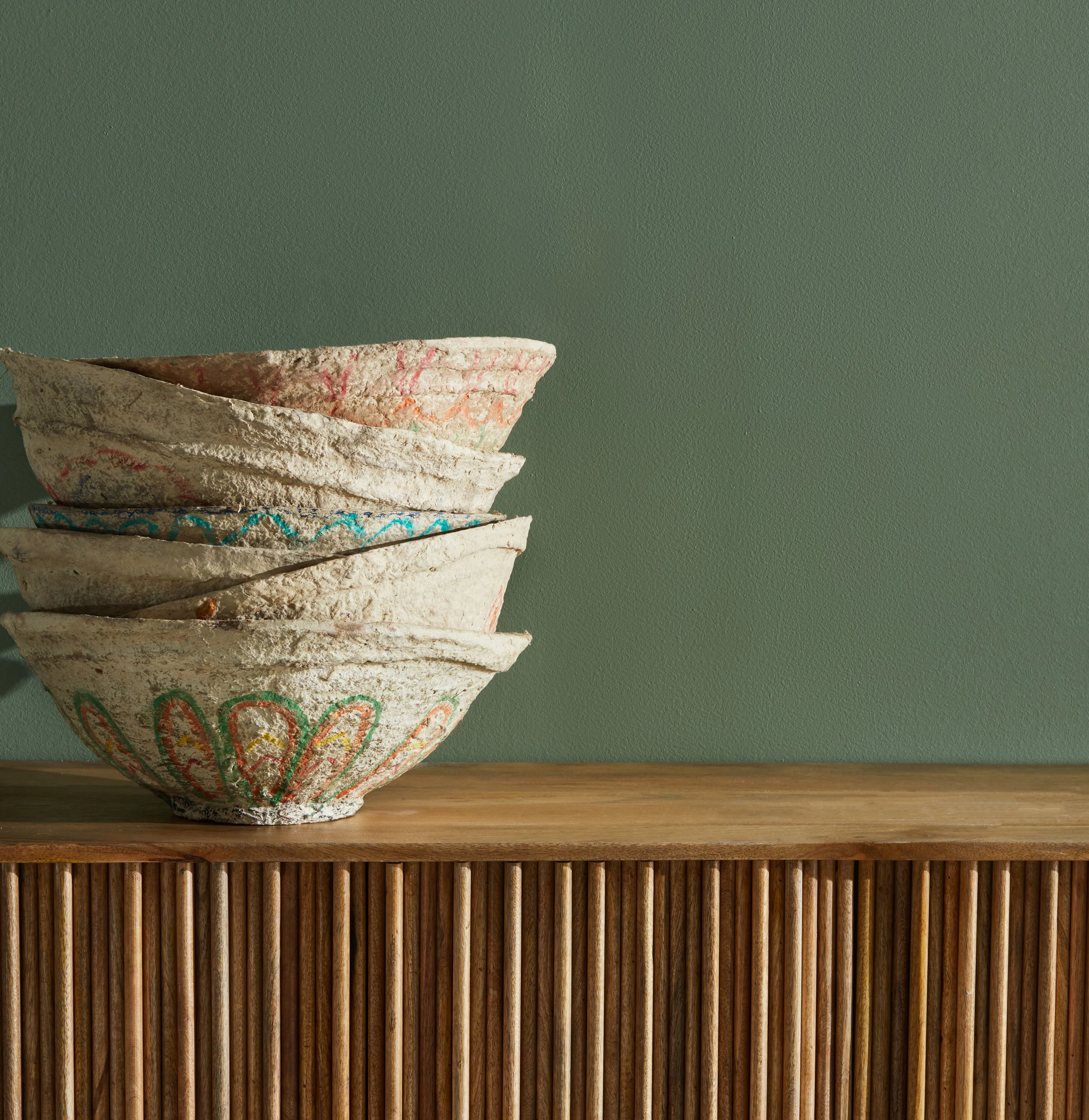 Darsh Cream Papermache Bowl Medium 35x35x17cm - Image 3
