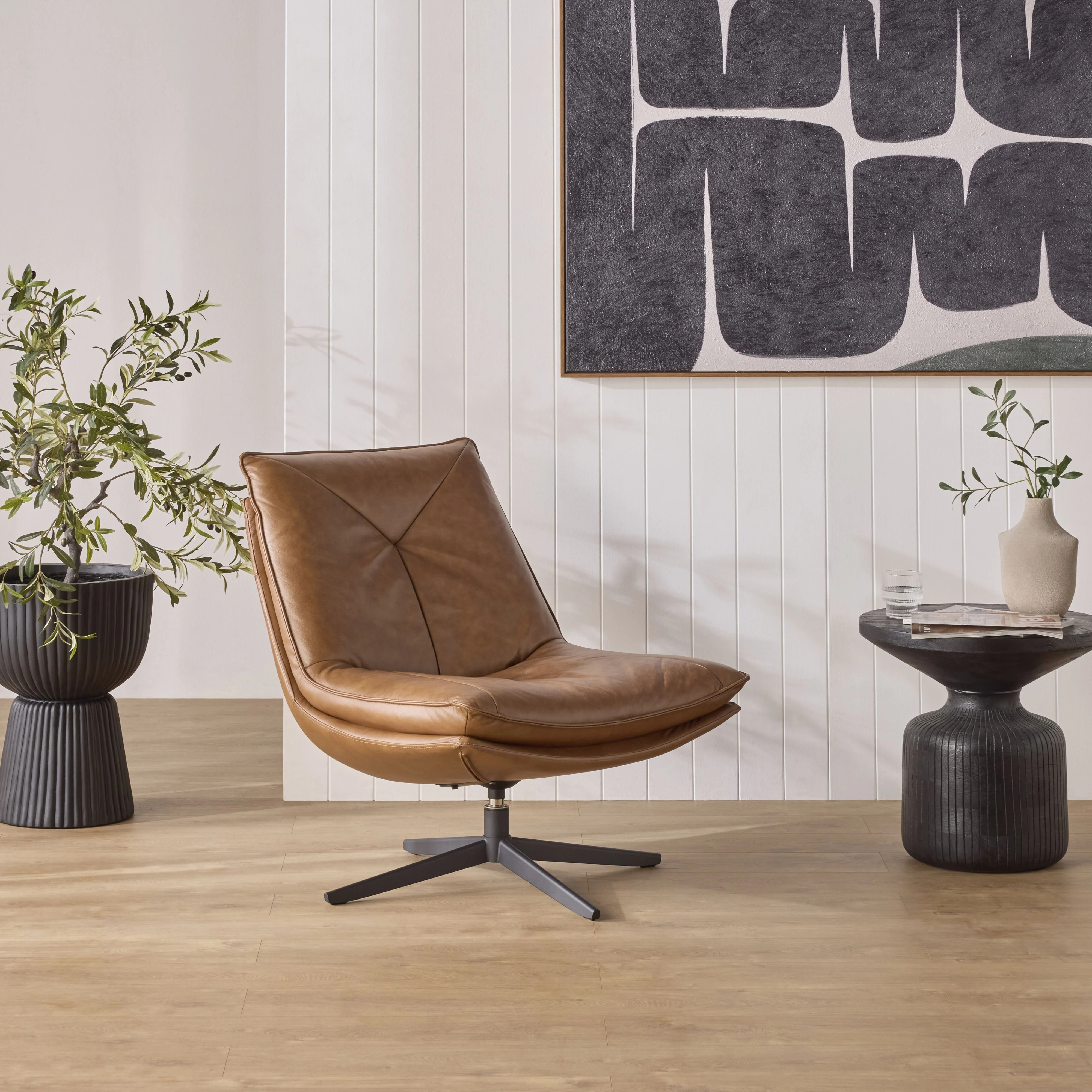 Dean Swivel Chair Dakota Vintage Saddle - Image 7