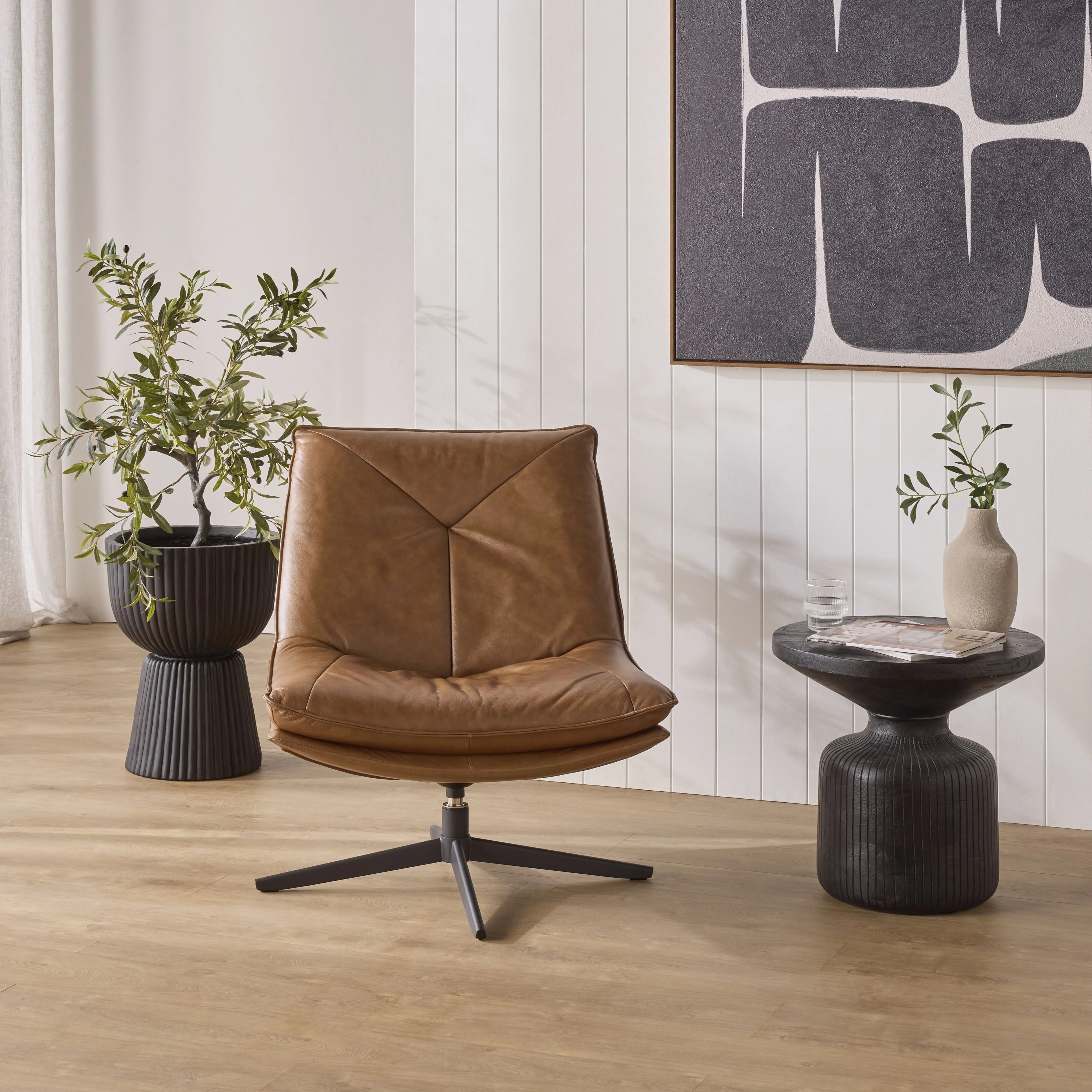 Dean Swivel Chair Dakota Vintage Saddle - Image 8
