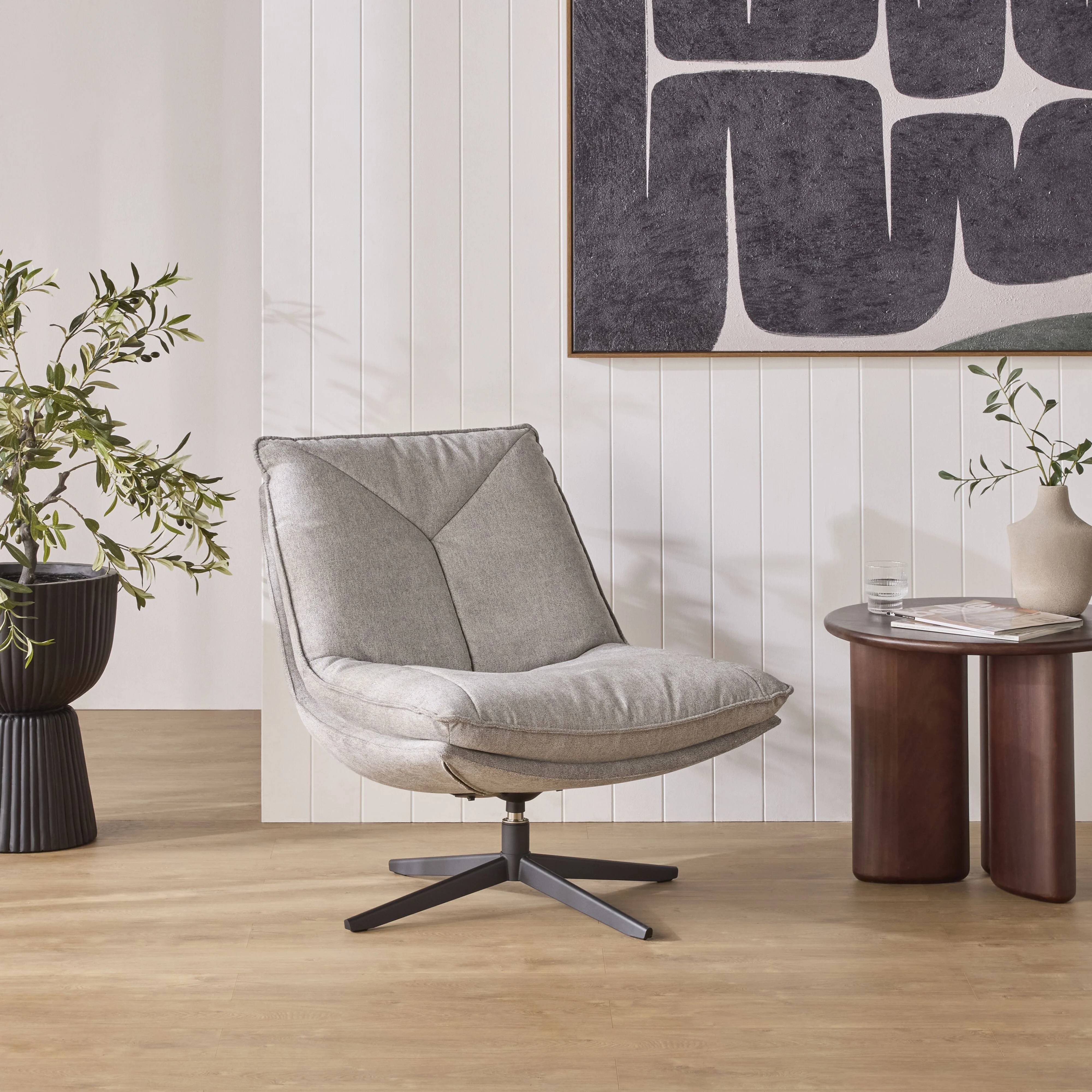 Dean Swivel Chair Textured Grey Weave - Image 7