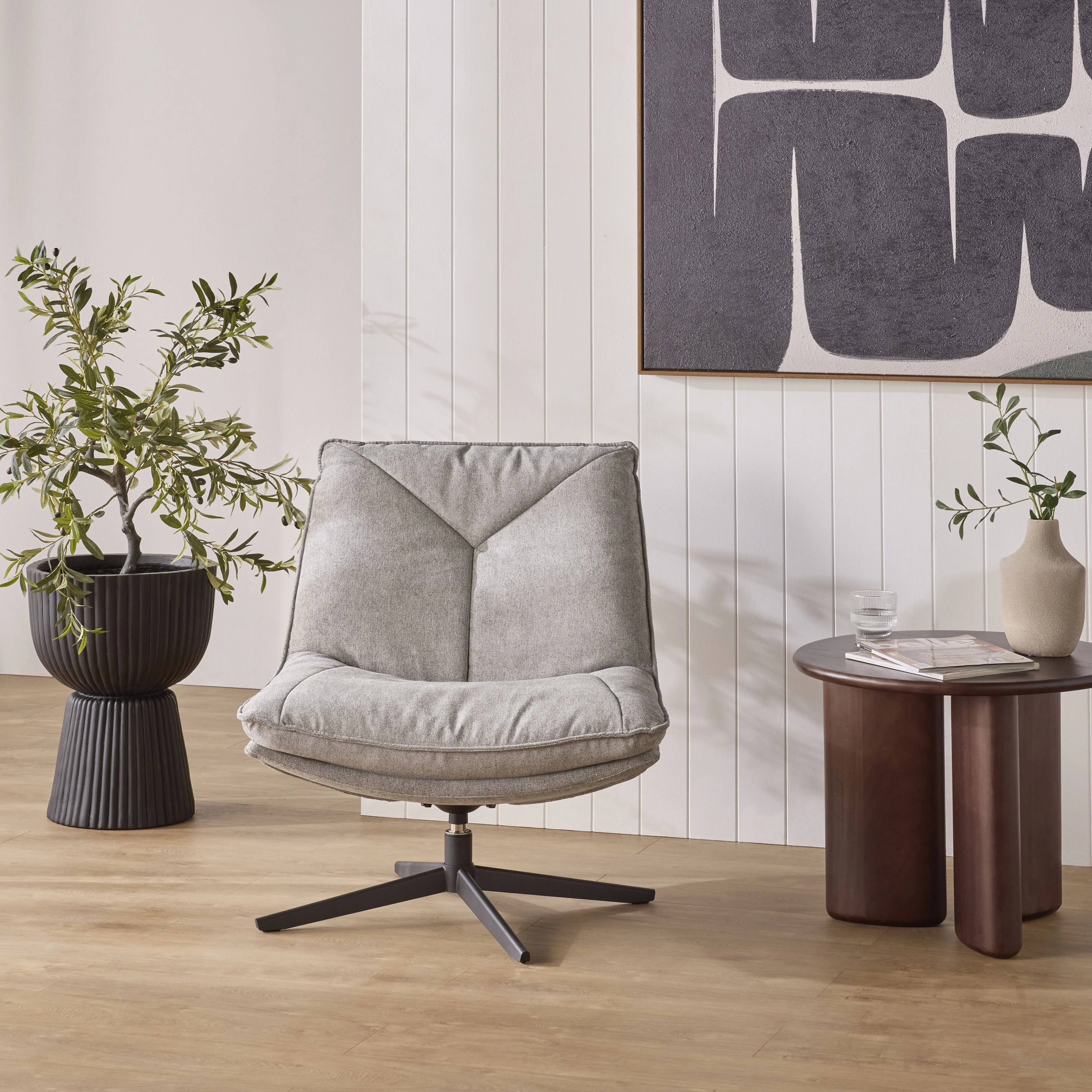Dean Swivel Chair Textured Grey Weave - Image 8