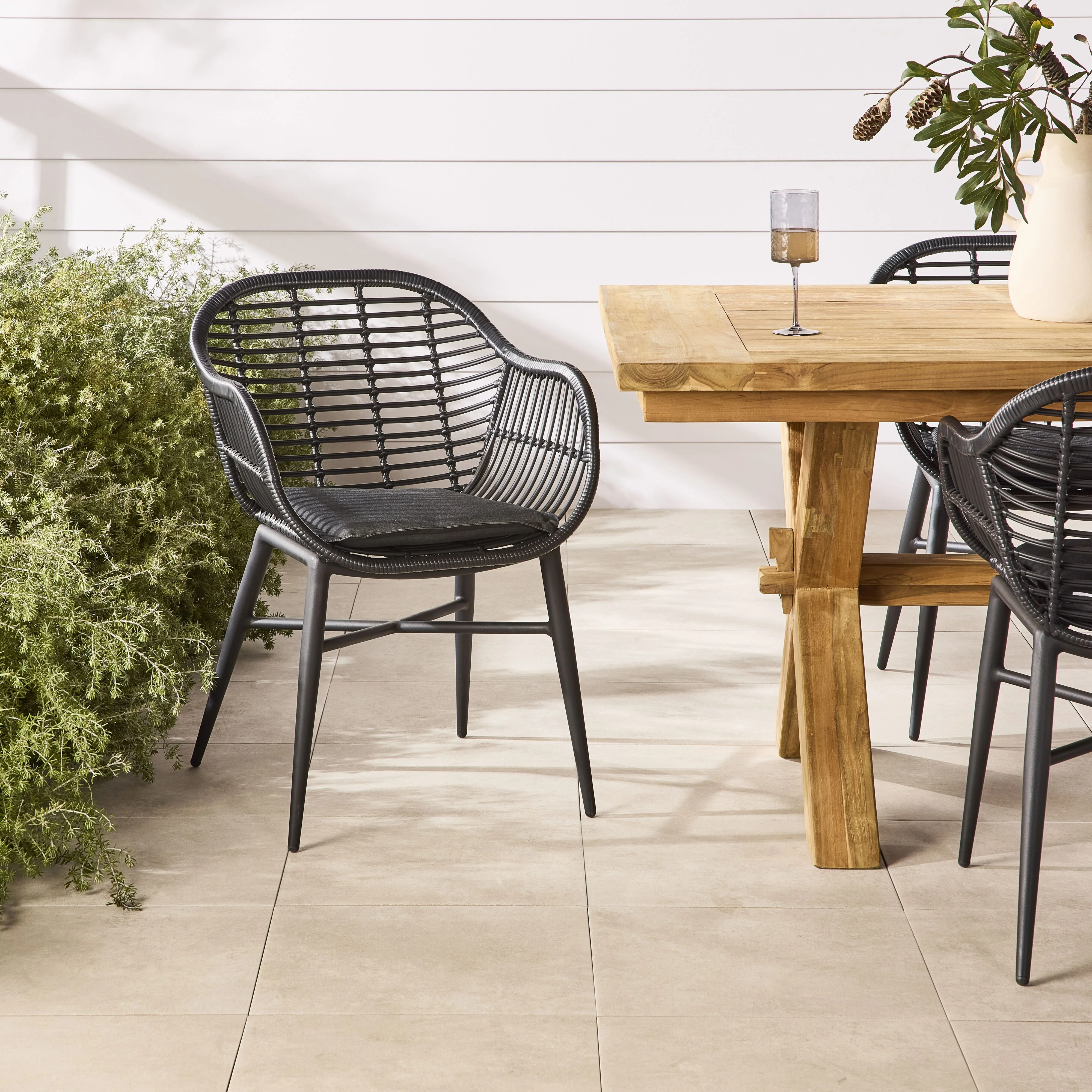 Deck Wicker Dining Chair Black - Image 5