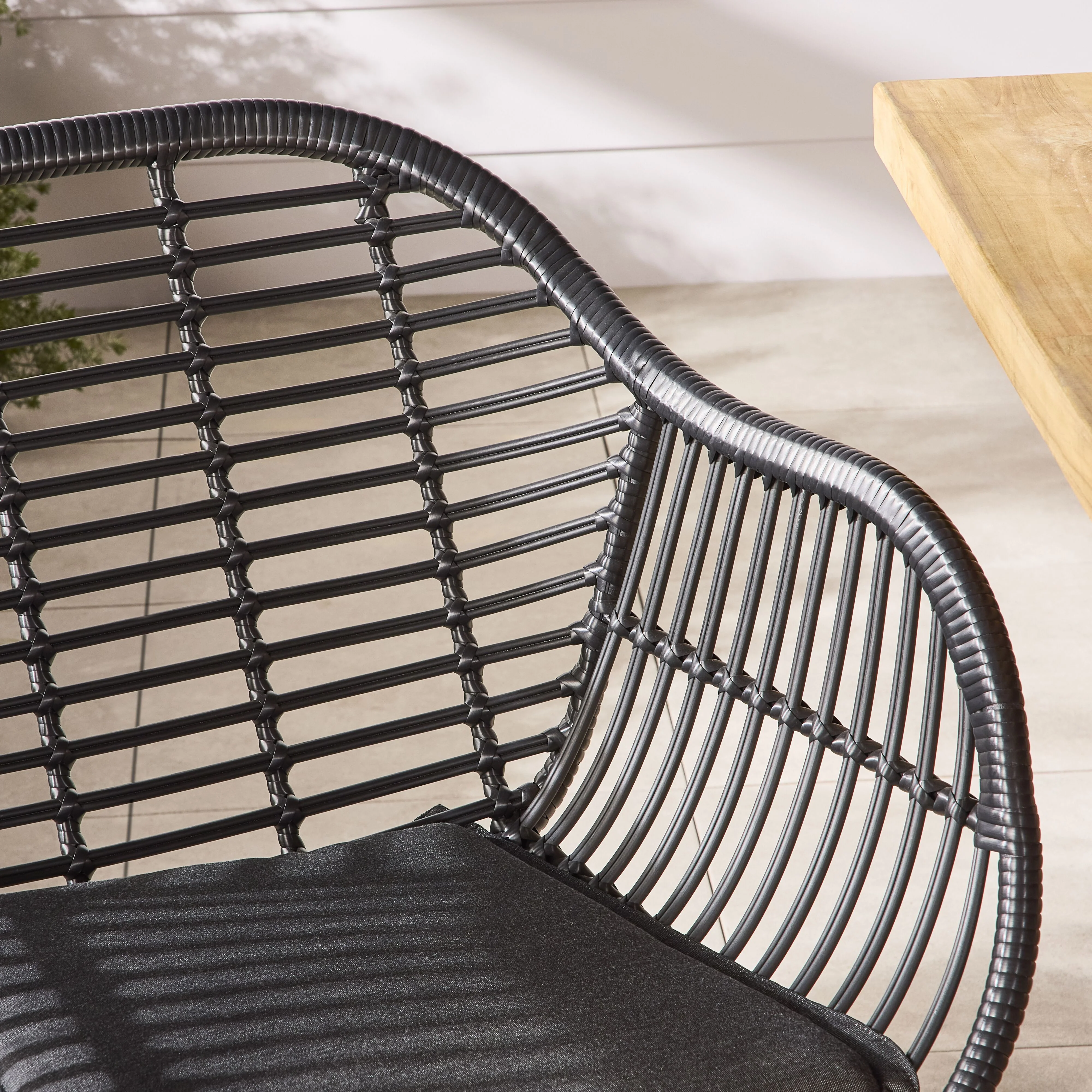 Deck Wicker Dining Chair Black - Image 6