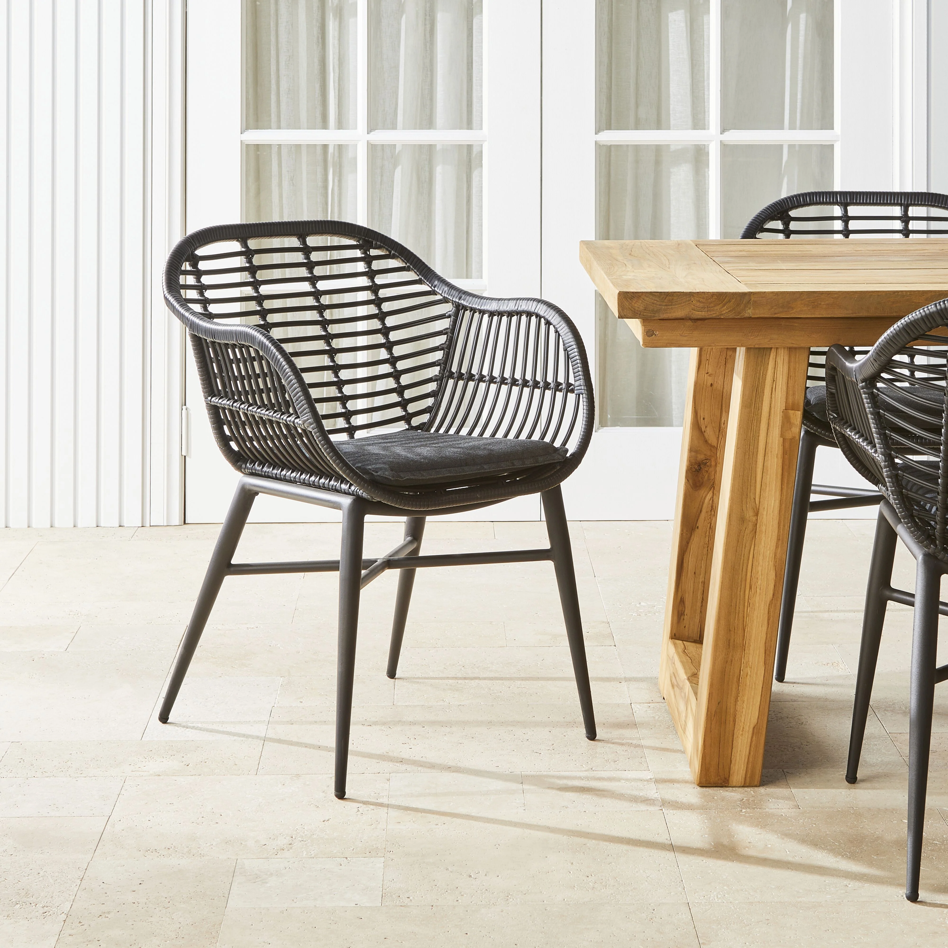 Deck Wicker Dining Chair Black - Image 9