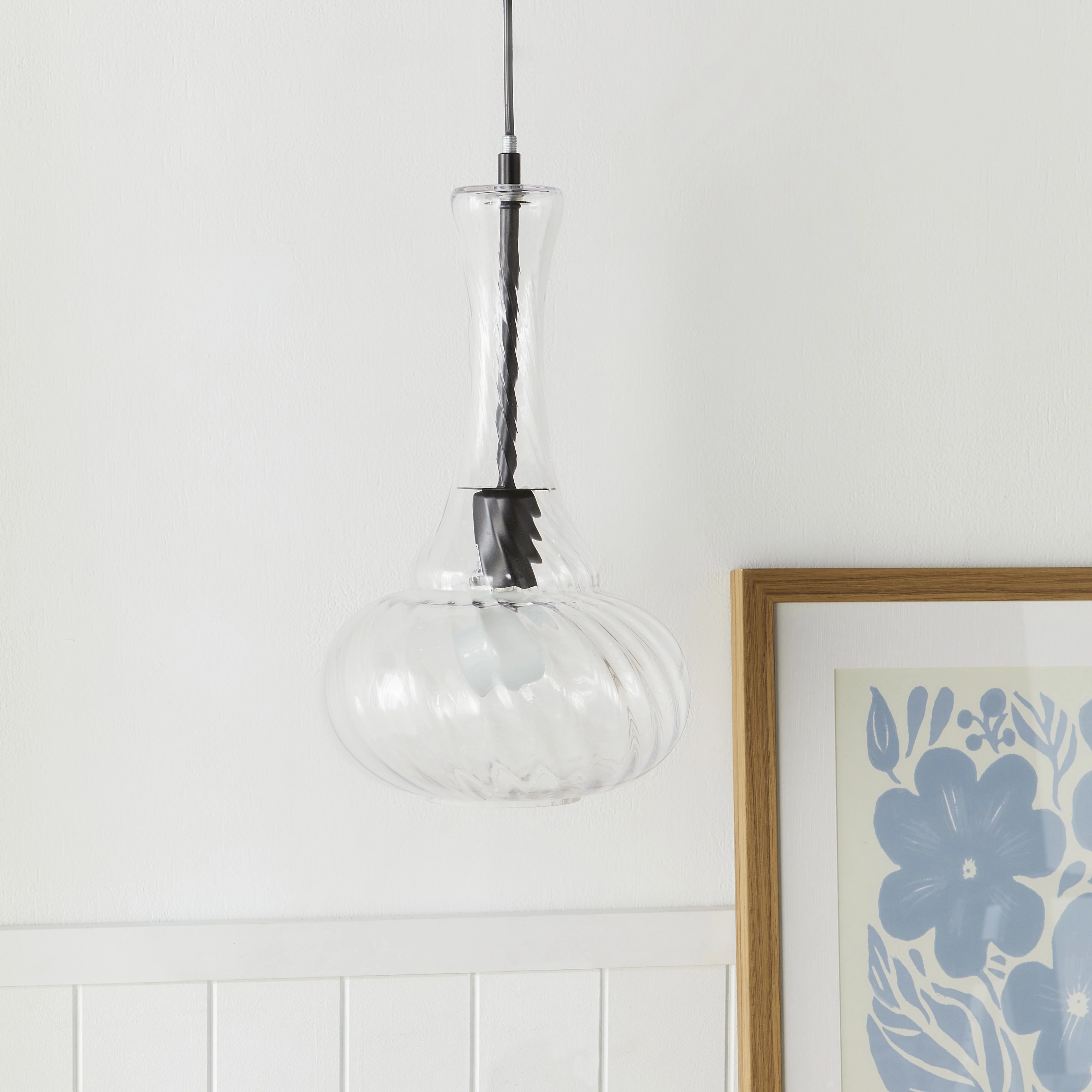 Denham Glass Pendant clear 84x23cm - Image 5