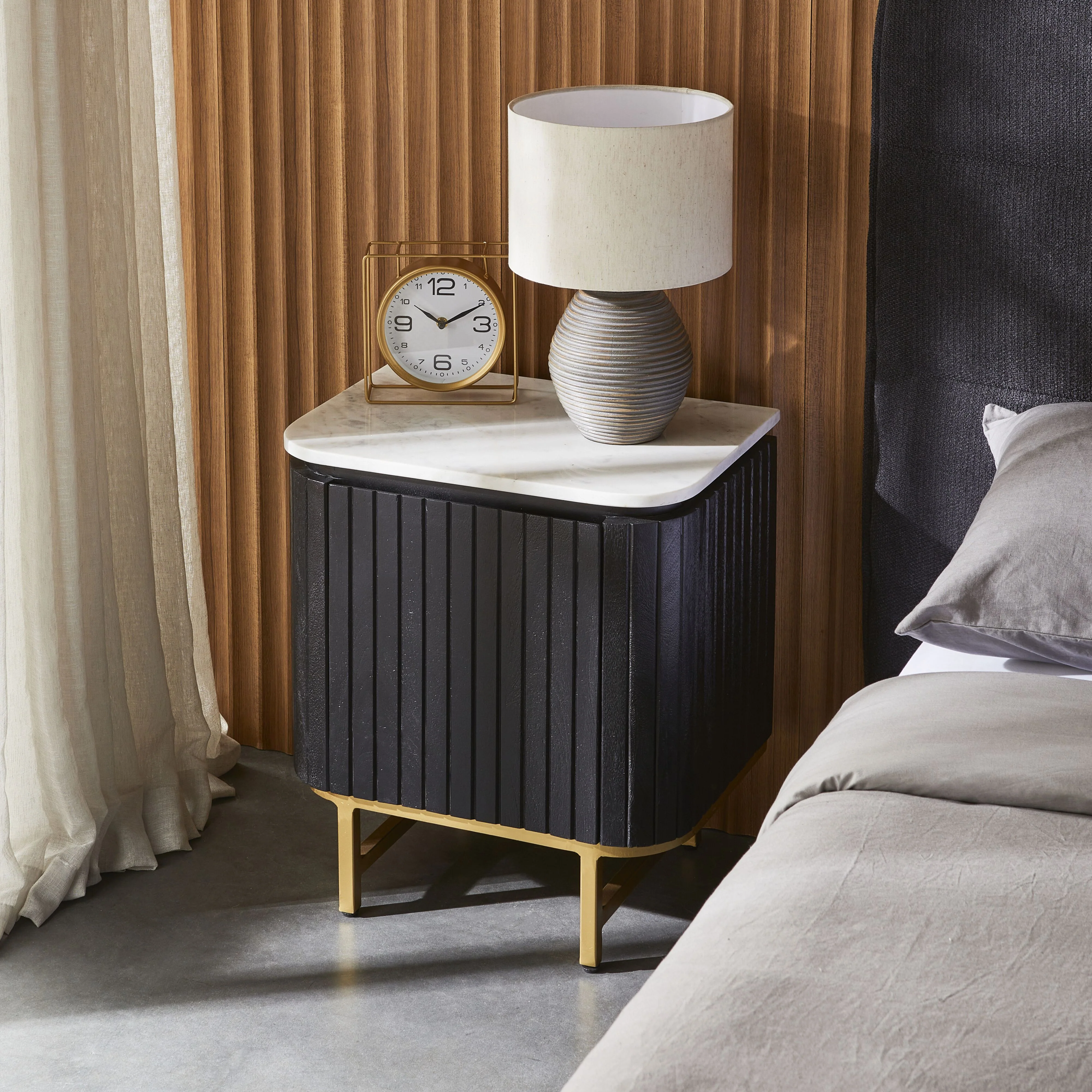 Deva Bedside with Marble Top Black - Image 9